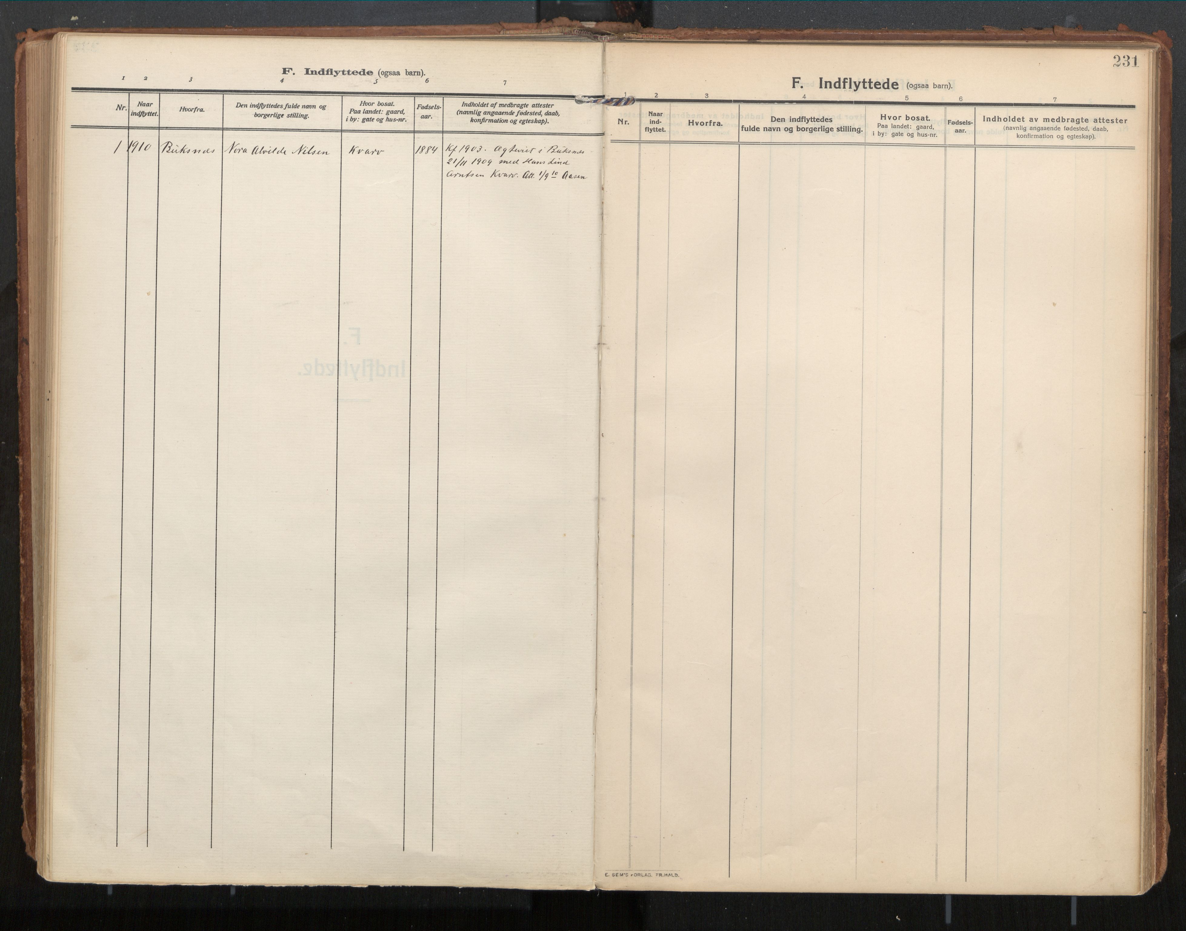 Ministerialprotokoller, klokkerbøker og fødselsregistre - Nordland, SAT/A-1459/854/L0784: Parish register (official) no. 854A07, 1910-1922, p. 231