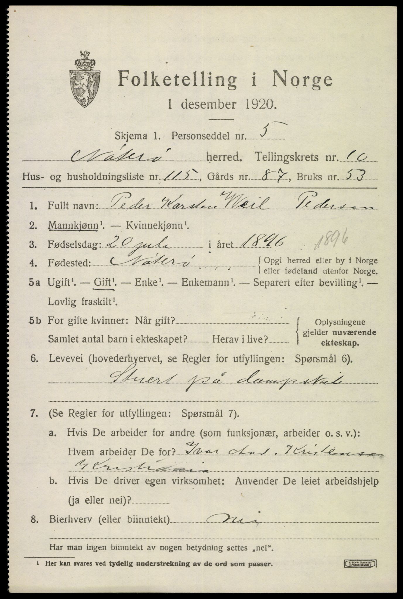 SAKO, 1920 census for Nøtterøy, 1920, p. 13535