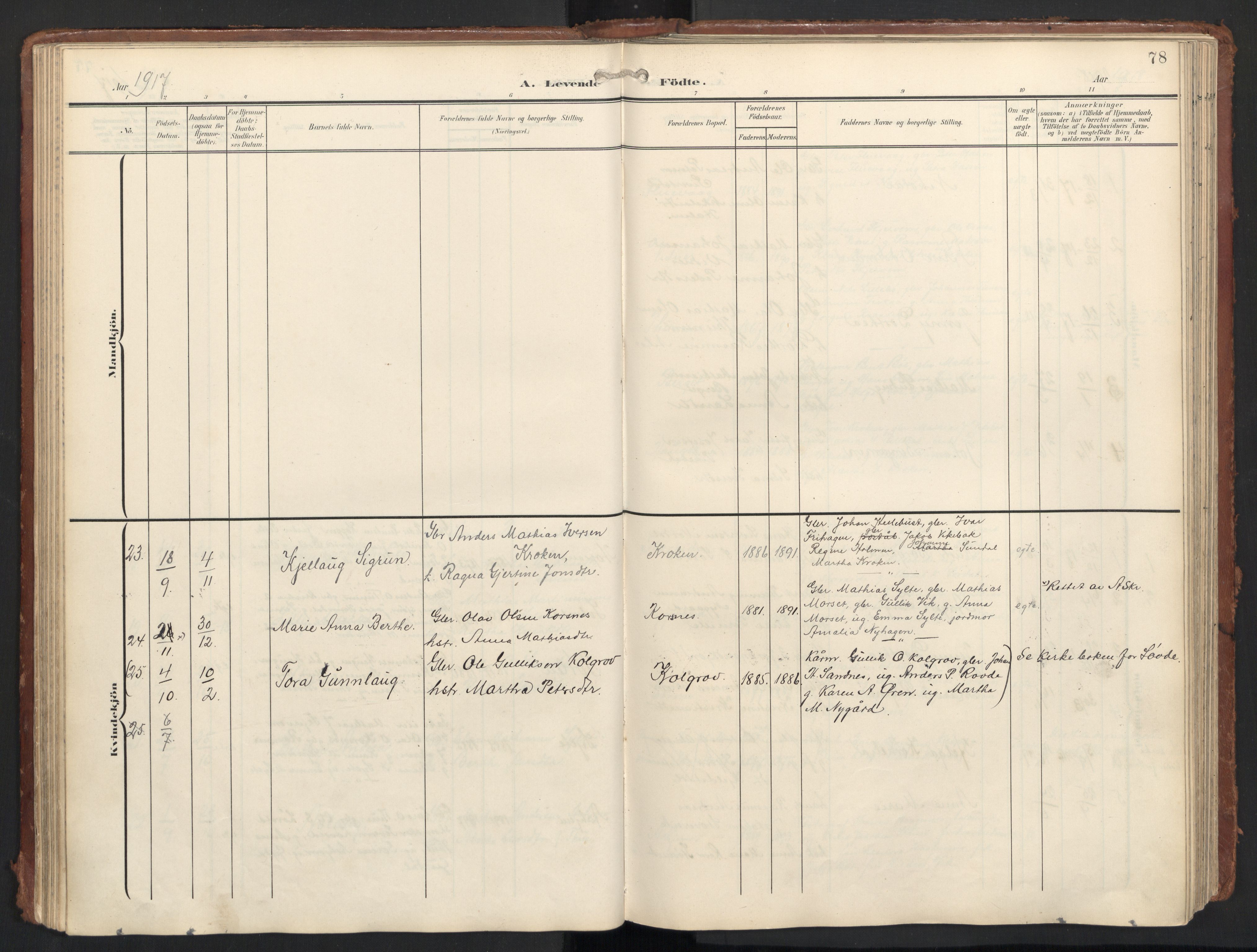 Ministerialprotokoller, klokkerbøker og fødselsregistre - Møre og Romsdal, AV/SAT-A-1454/501/L0011: Parish register (official) no. 501A11, 1902-1919, p. 78