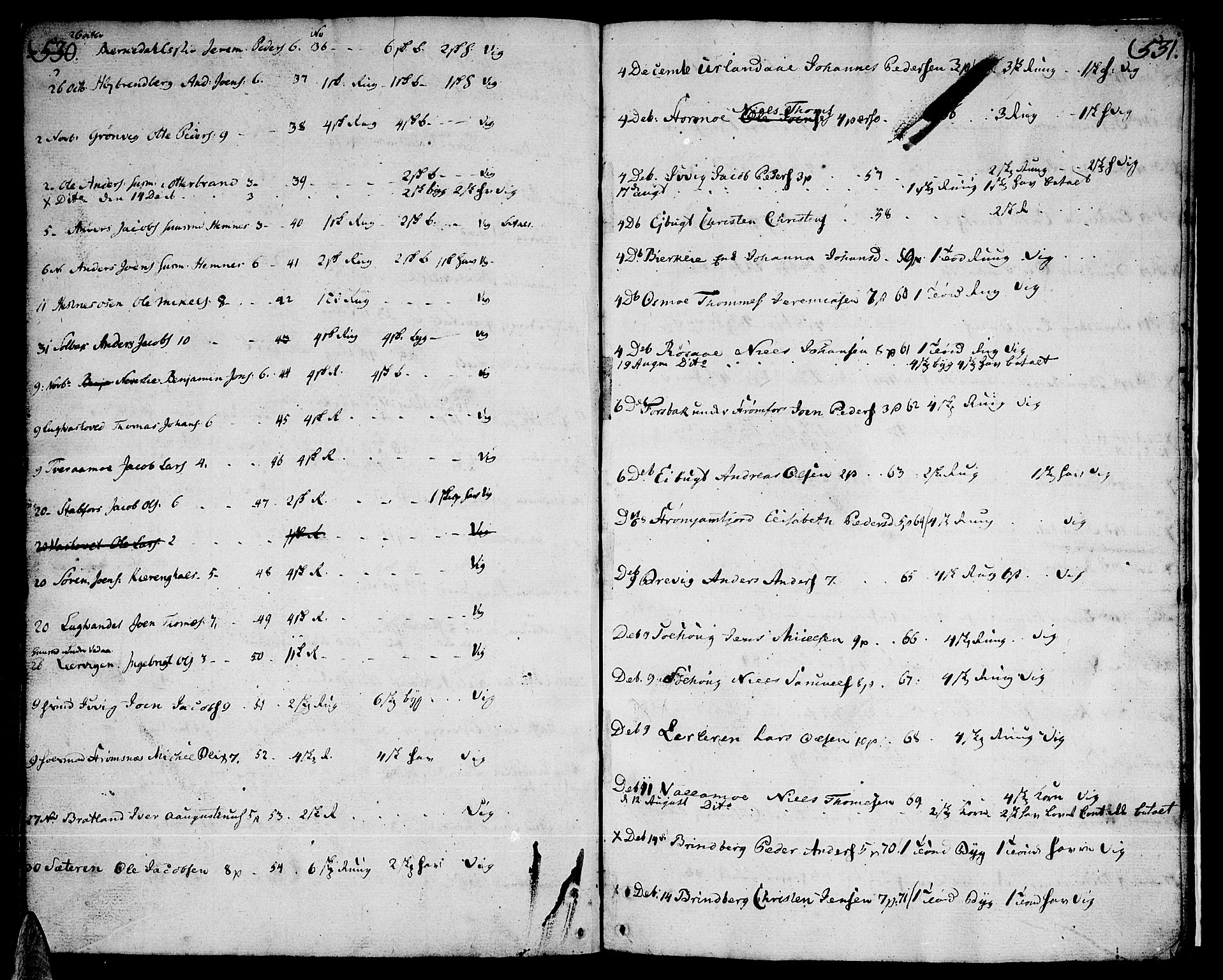 Ministerialprotokoller, klokkerbøker og fødselsregistre - Nordland, AV/SAT-A-1459/825/L0349: Parish register (official) no. 825A05 /1, 1789-1806, p. 530-531