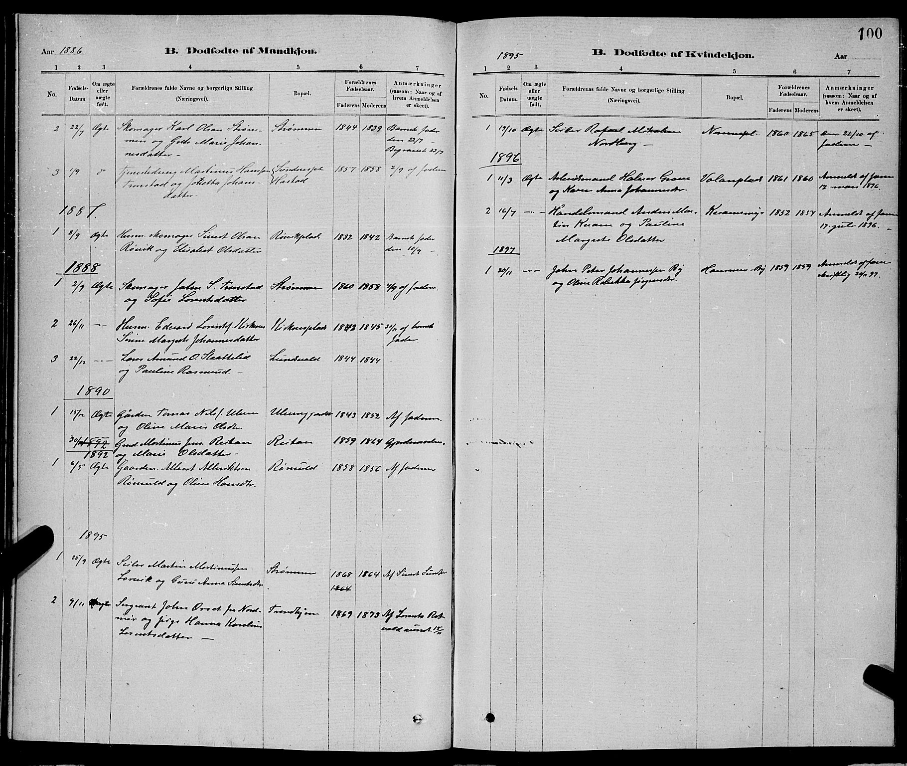 Ministerialprotokoller, klokkerbøker og fødselsregistre - Nord-Trøndelag, AV/SAT-A-1458/730/L0301: Parish register (copy) no. 730C04, 1880-1897, p. 100