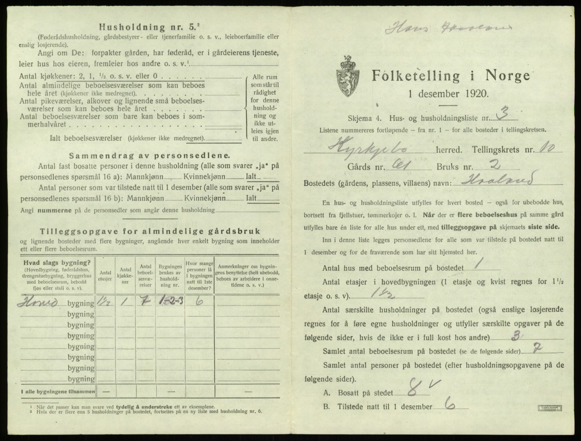 SAB, 1920 census for Kyrkjebø, 1920, p. 676