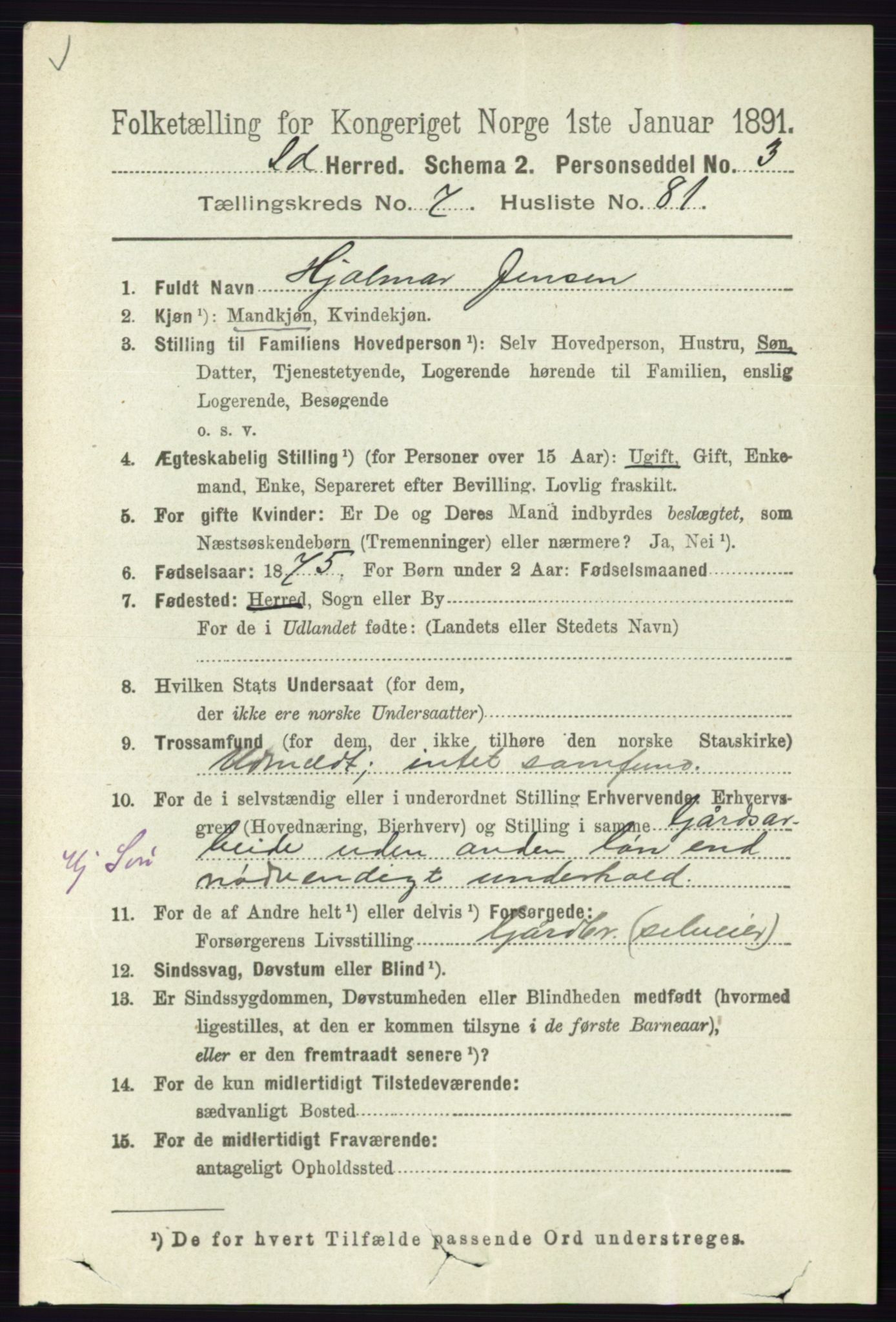 RA, 1891 census for 0117 Idd, 1891, p. 4663