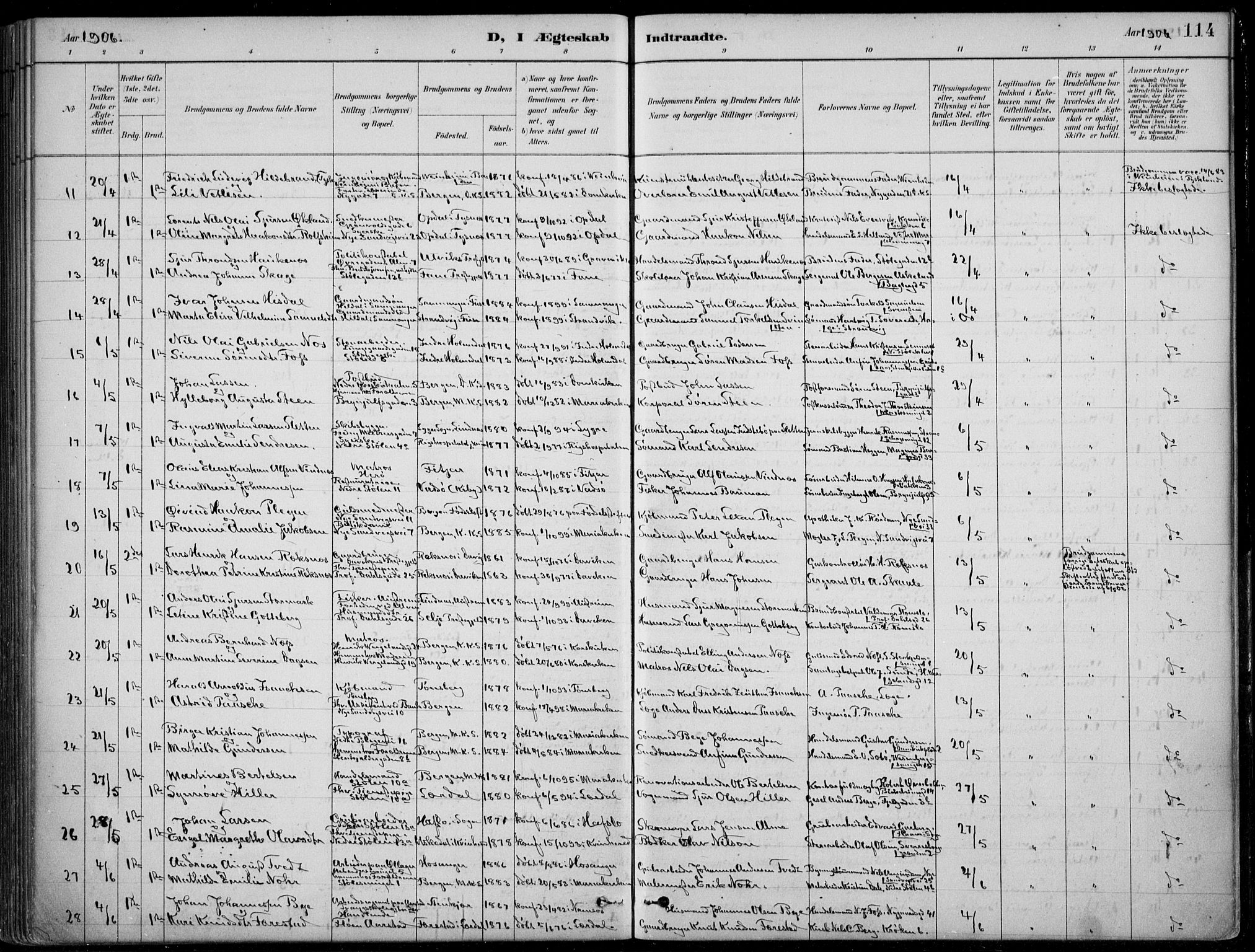 Mariakirken Sokneprestembete, AV/SAB-A-76901/H/Hab/L0008: Parish register (copy) no. A 8, 1889-1908, p. 114