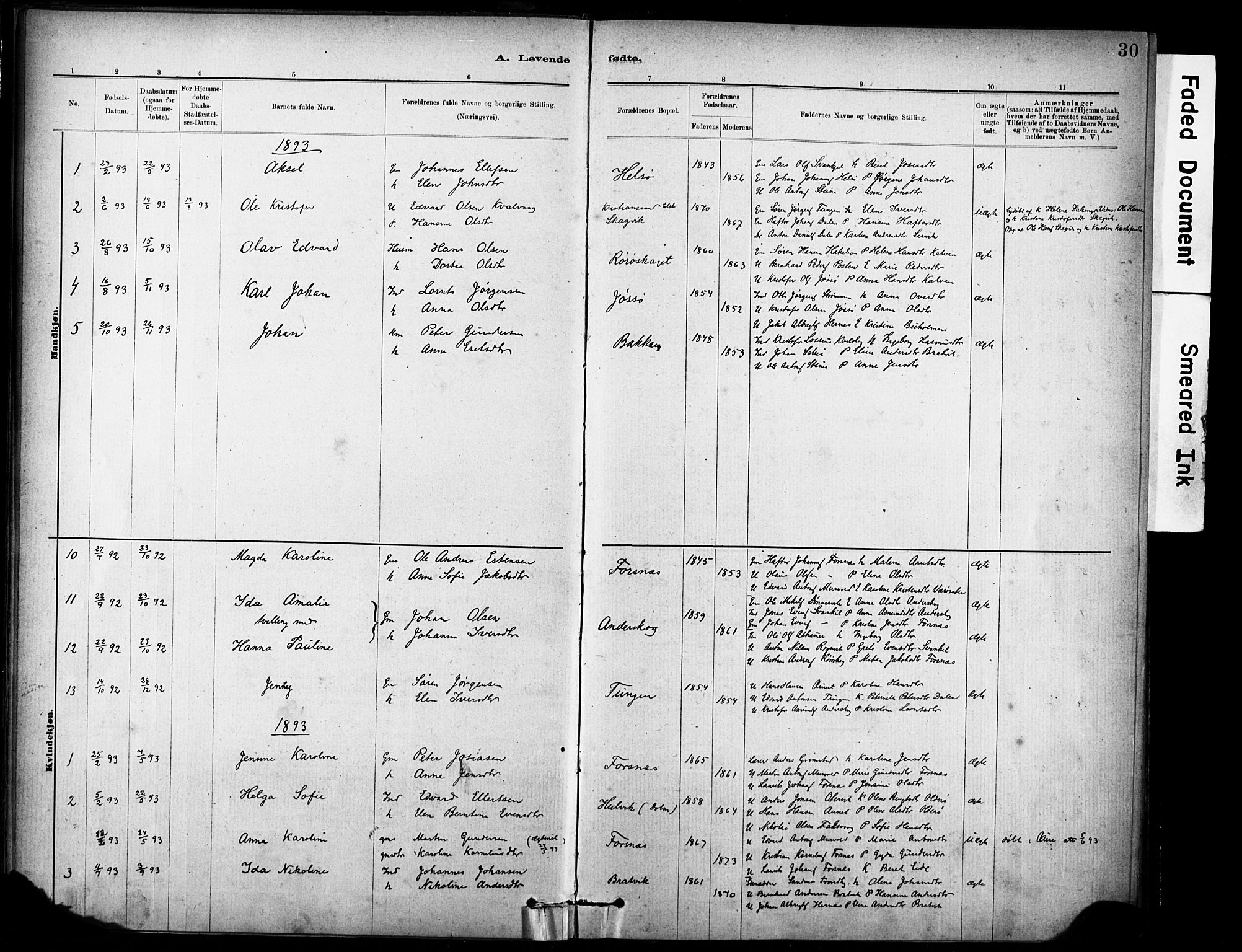 Ministerialprotokoller, klokkerbøker og fødselsregistre - Sør-Trøndelag, SAT/A-1456/635/L0551: Parish register (official) no. 635A01, 1882-1899, p. 30