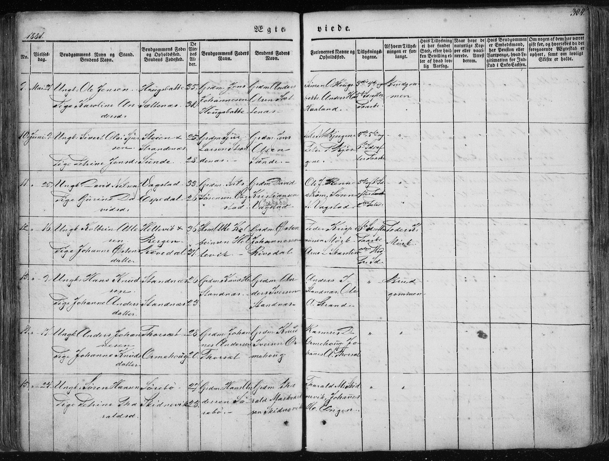 Fjaler sokneprestembete, AV/SAB-A-79801/H/Haa/Haaa/L0006: Parish register (official) no. A 6, 1835-1884, p. 304