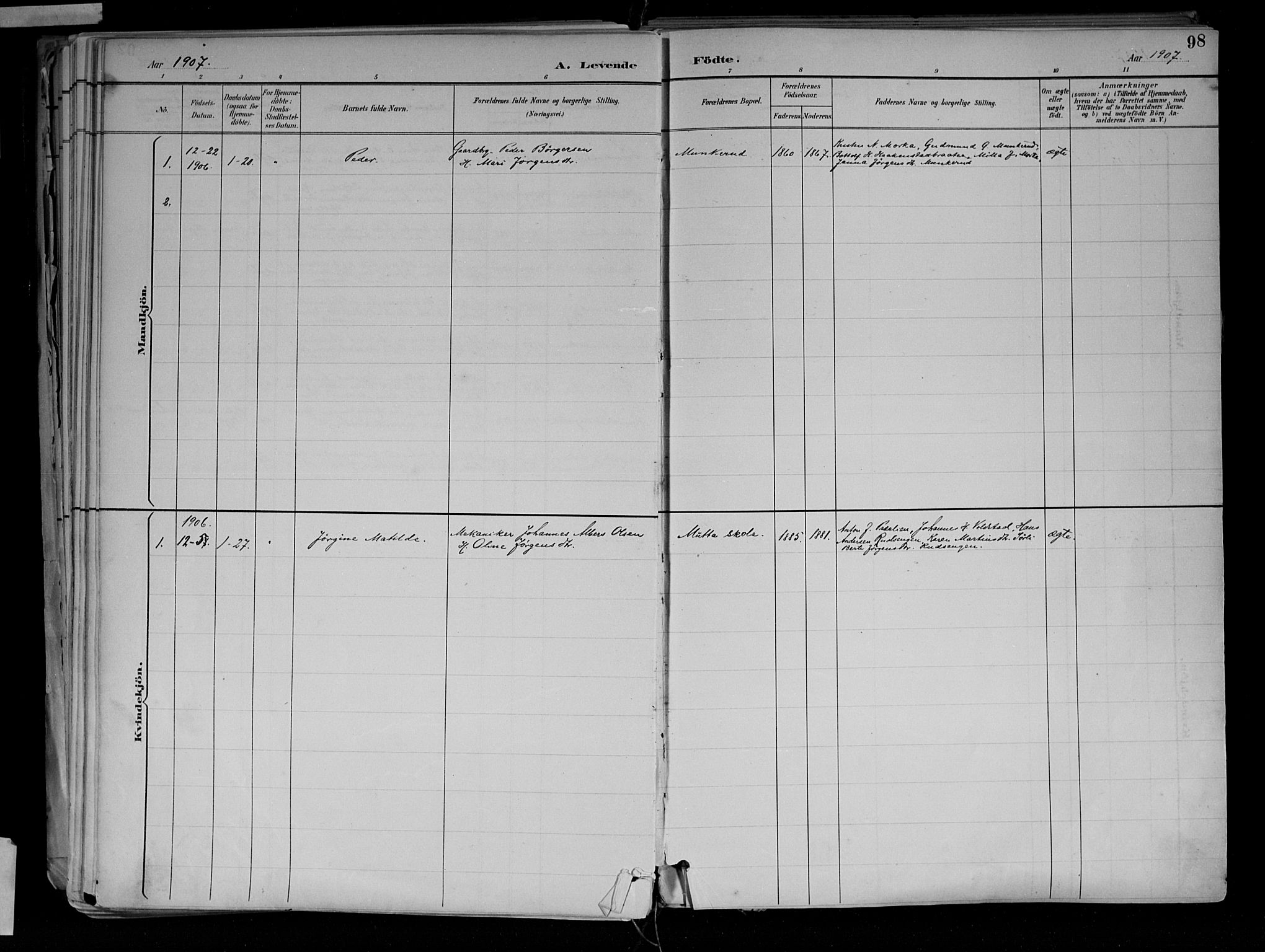 Jevnaker prestekontor, SAH/PREST-116/H/Ha/Haa/L0010: Parish register (official) no. 10, 1891-1906, p. 98