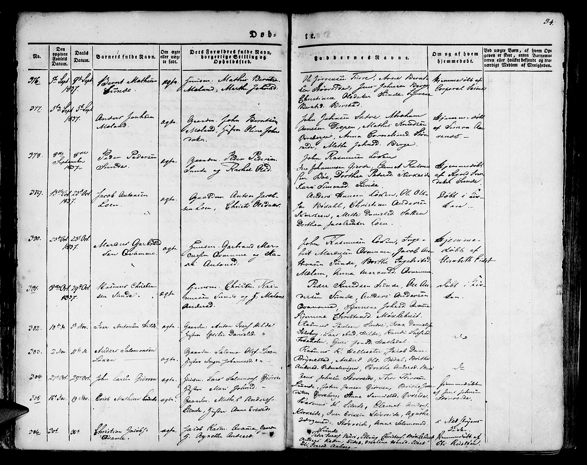 Innvik sokneprestembete, AV/SAB-A-80501: Parish register (official) no. A 4I, 1831-1846, p. 34