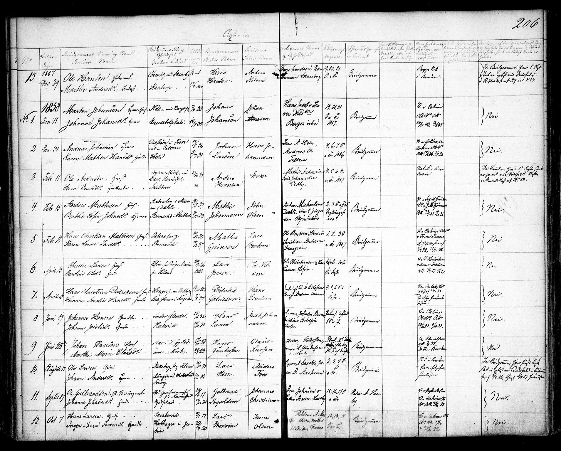 Spydeberg prestekontor Kirkebøker, SAO/A-10924/F/Fa/L0005: Parish register (official) no. I 5, 1842-1862, p. 206
