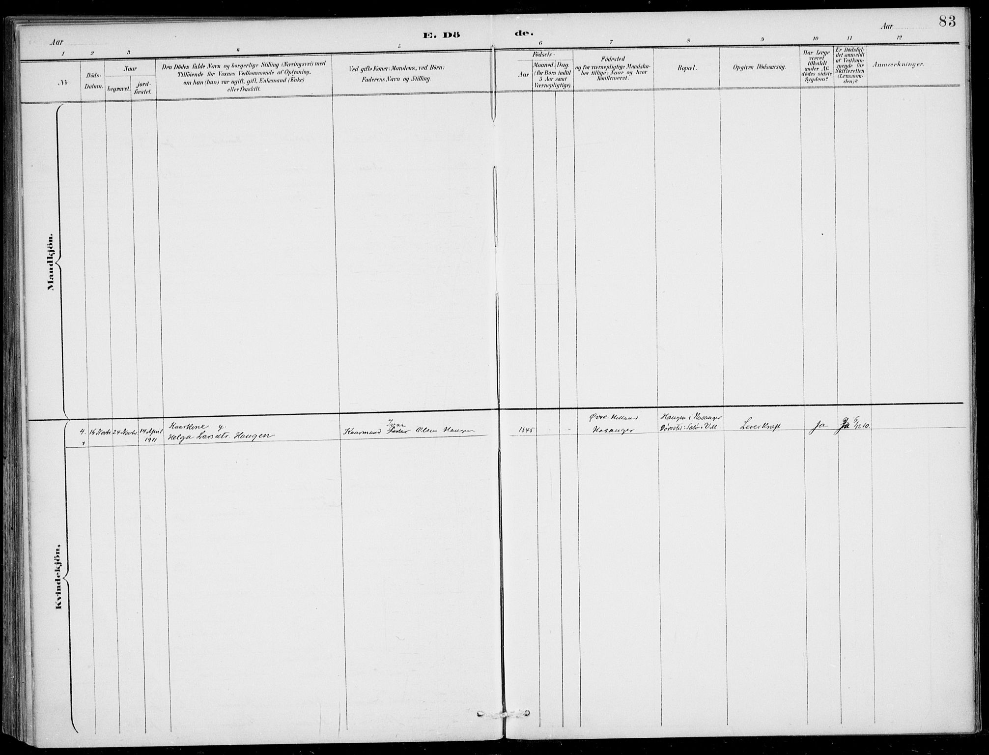 Vik sokneprestembete, AV/SAB-A-81501/H/Haa/Haac/L0002: Parish register (official) no. C  2, 1891-1910, p. 83