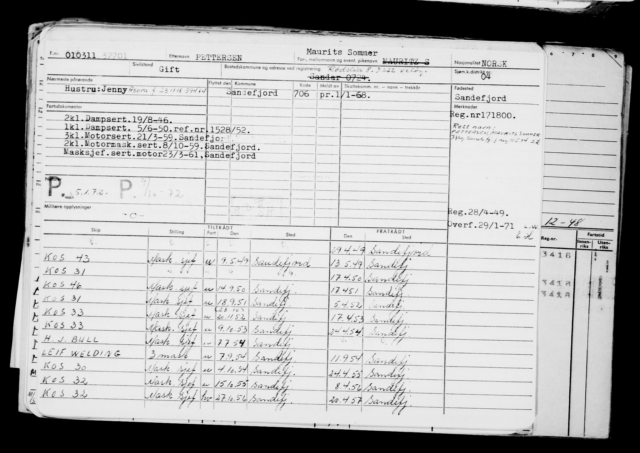 Direktoratet for sjømenn, AV/RA-S-3545/G/Gb/L0094: Hovedkort, 1911, p. 407