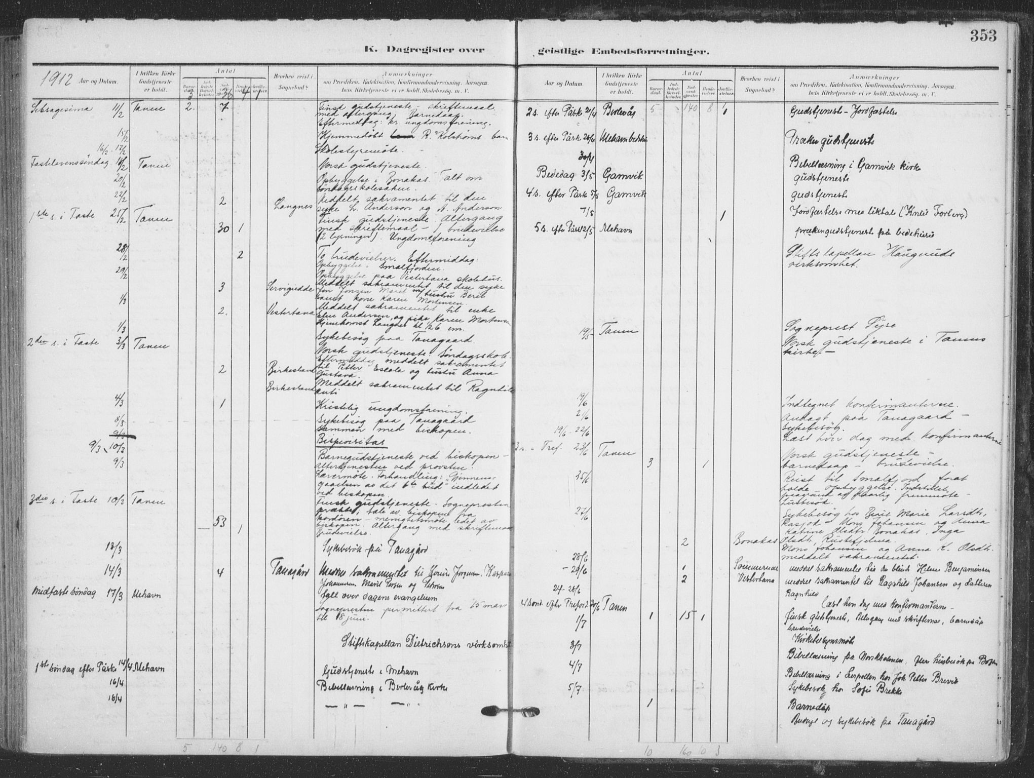 Tana sokneprestkontor, SATØ/S-1334/H/Ha/L0007kirke: Parish register (official) no. 7, 1904-1918, p. 353