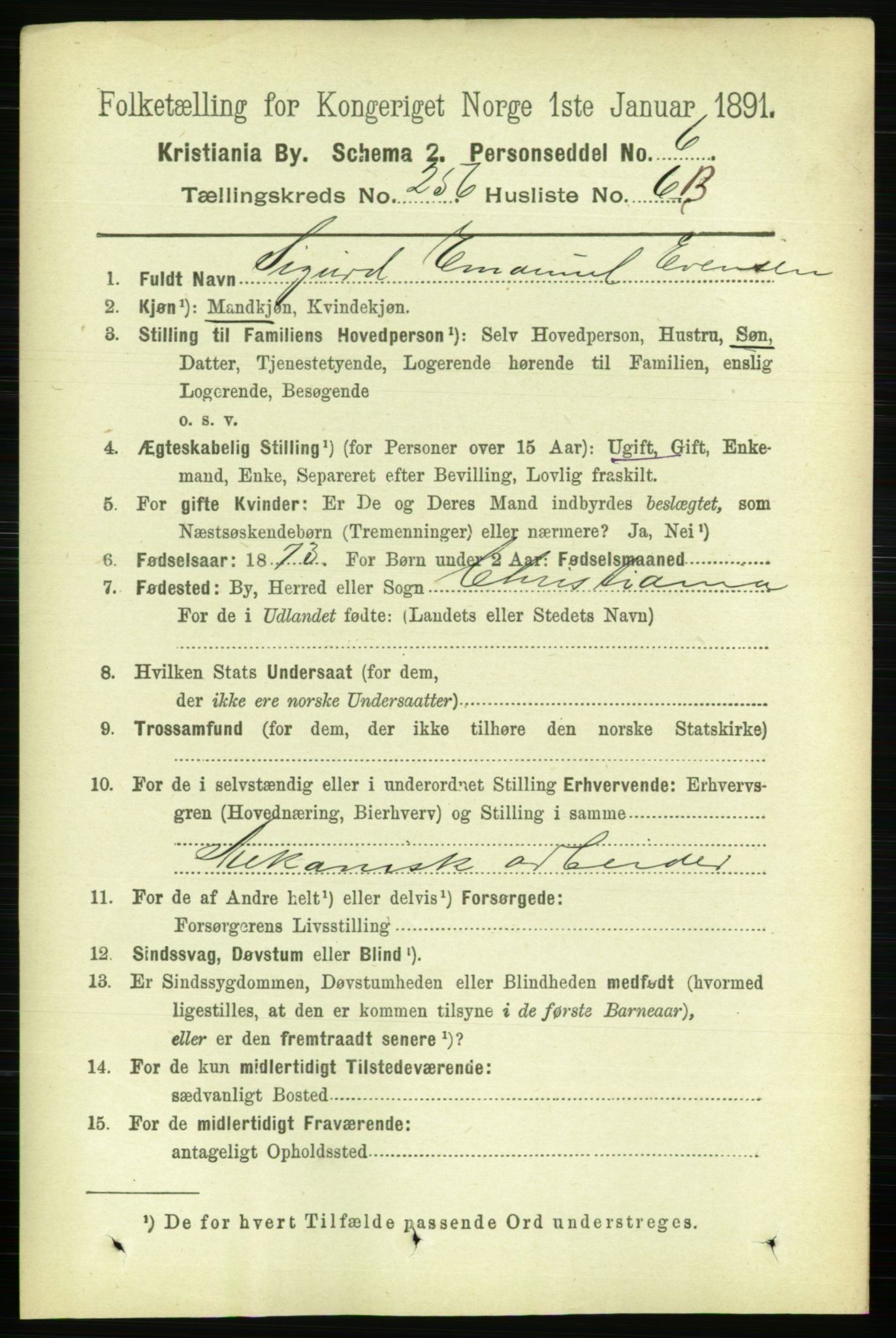 RA, 1891 census for 0301 Kristiania, 1891, p. 156054