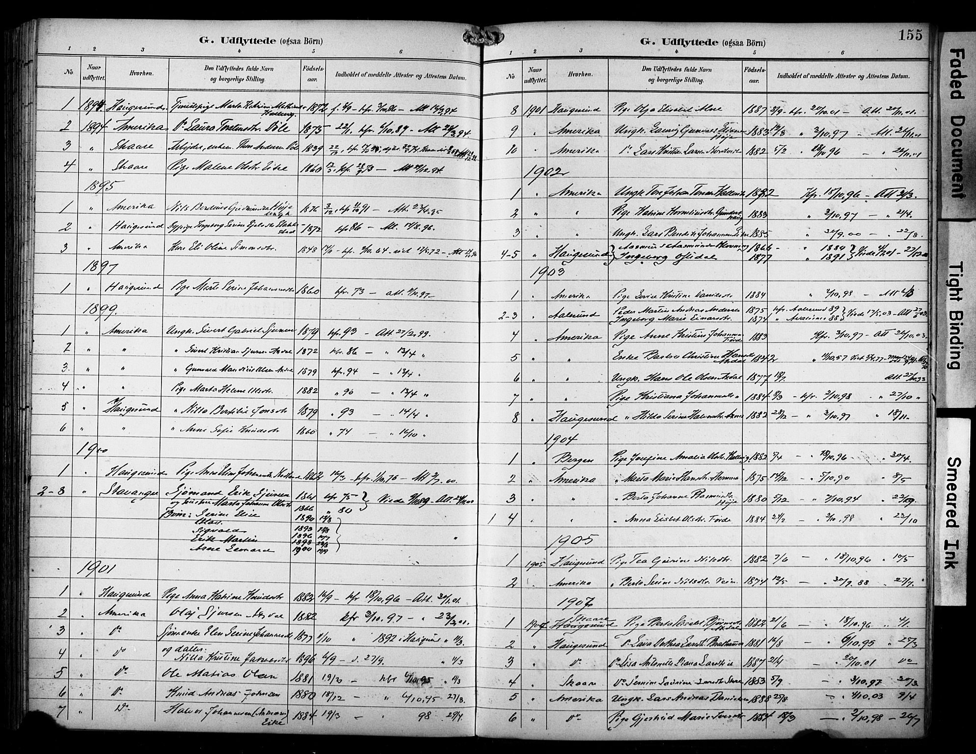 Avaldsnes sokneprestkontor, AV/SAST-A -101851/H/Ha/Haa/L0016: Parish register (official) no. A 16, 1893-1918, p. 155