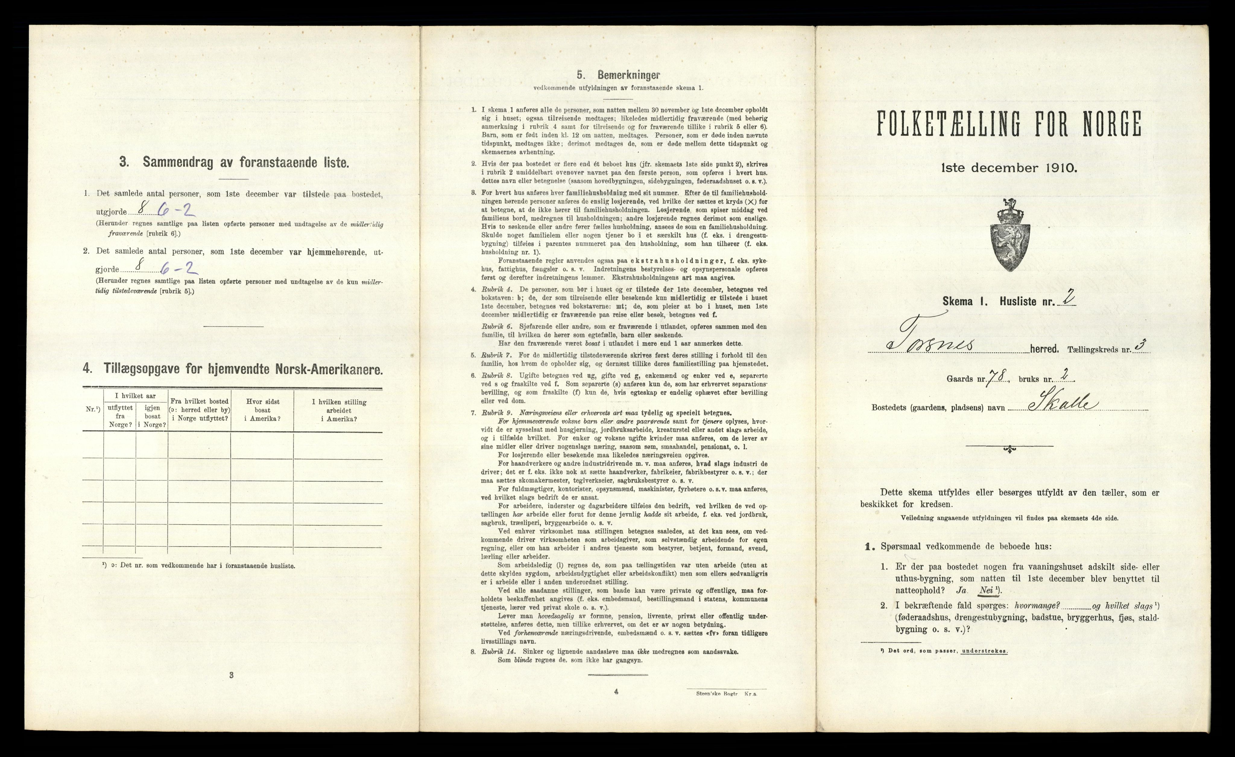 RA, 1910 census for Torsnes, 1910, p. 286