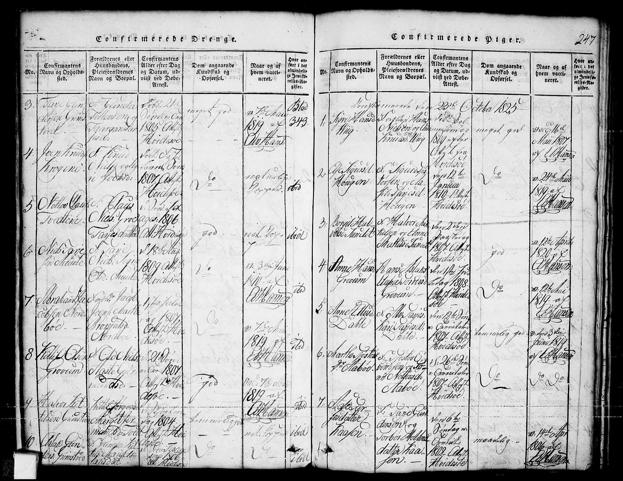 Nissedal kirkebøker, SAKO/A-288/G/Ga/L0001: Parish register (copy) no. I 1, 1814-1860, p. 247