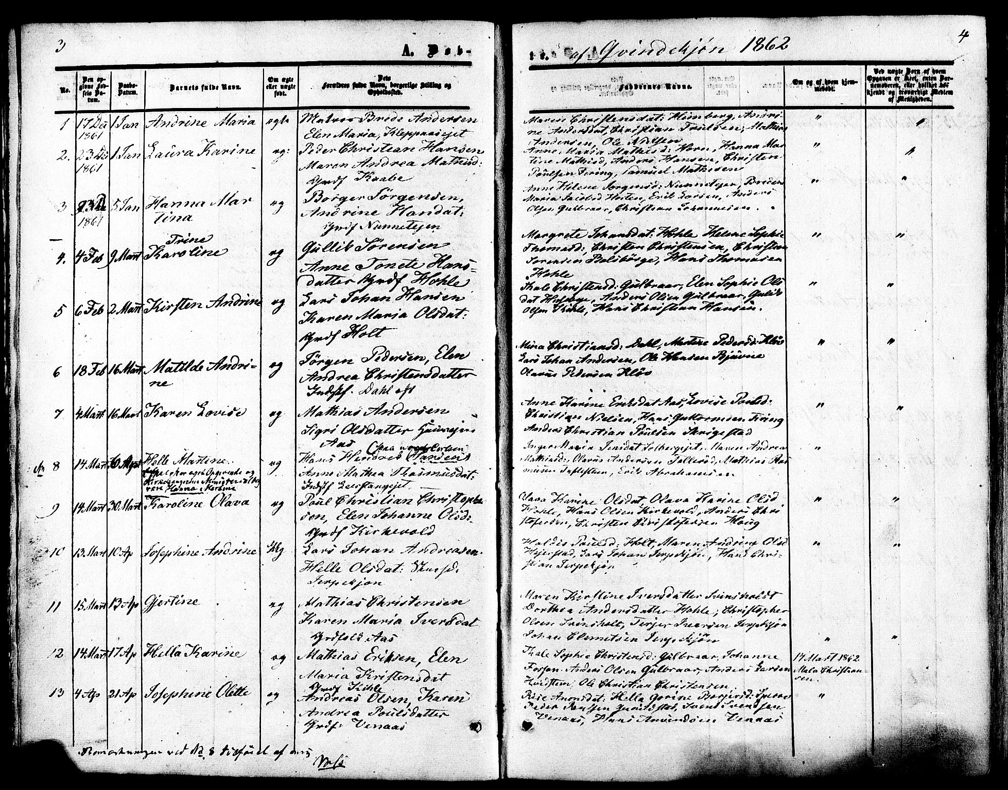 Ramnes kirkebøker, SAKO/A-314/F/Fa/L0006: Parish register (official) no. I 6, 1862-1877, p. 3-4