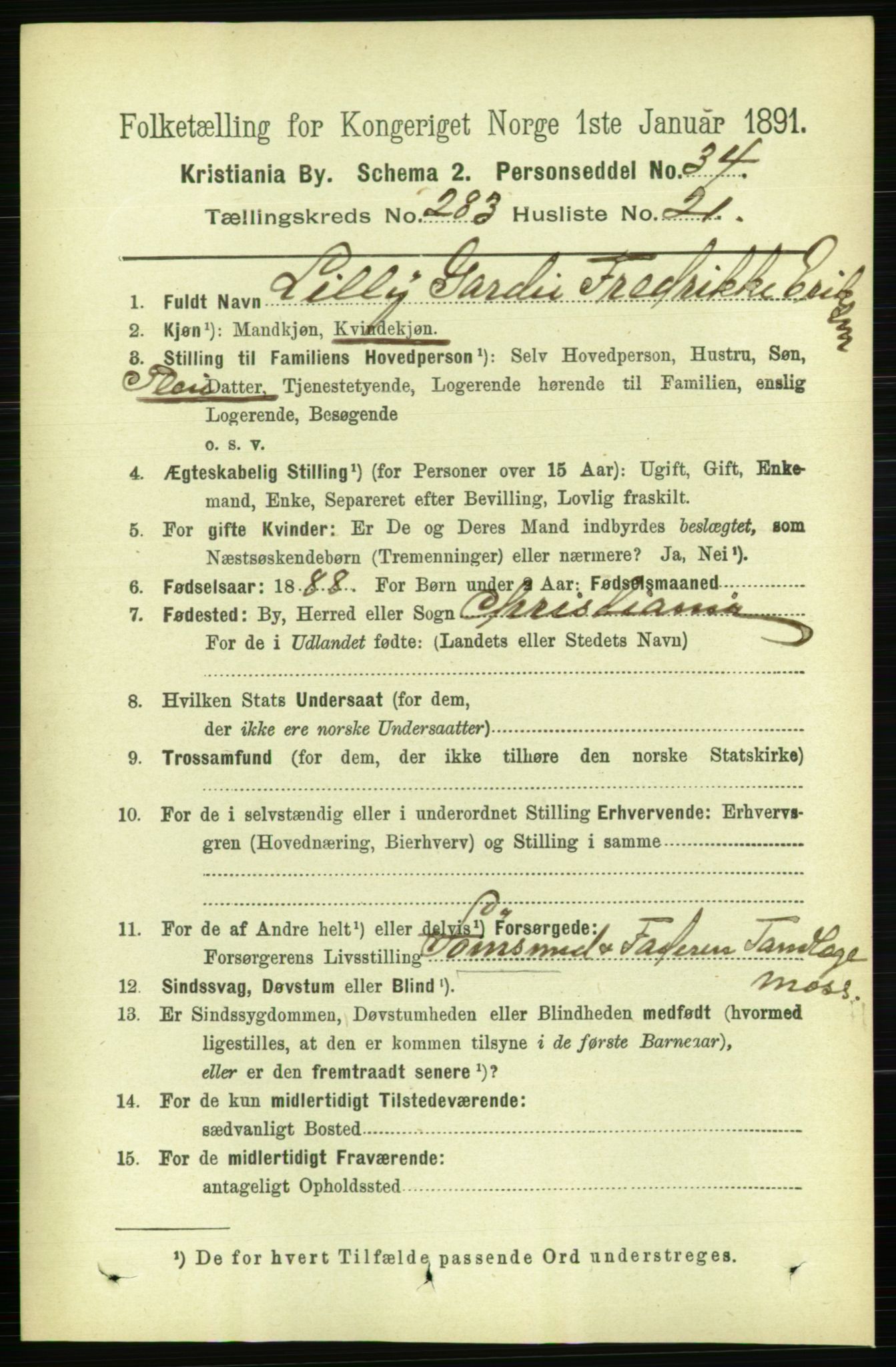 RA, 1891 census for 0301 Kristiania, 1891, p. 173377