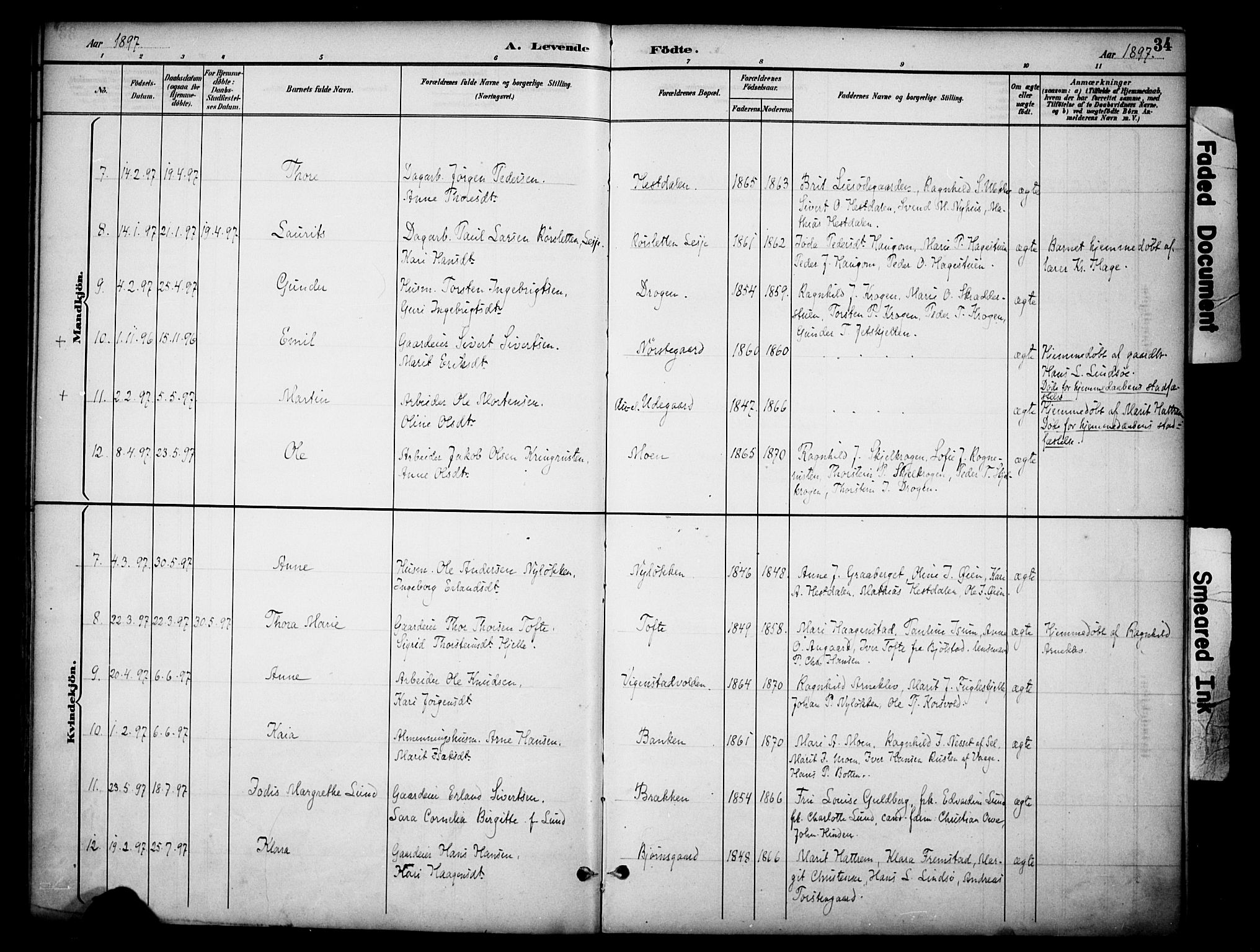 Dovre prestekontor, AV/SAH-PREST-066/H/Ha/Haa/L0003: Parish register (official) no. 3, 1891-1901, p. 34