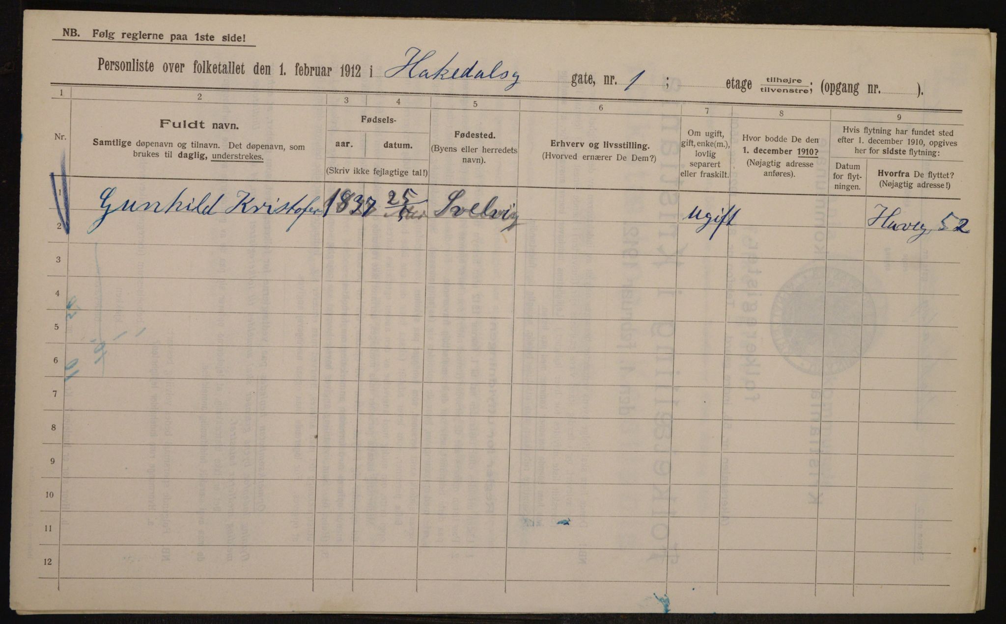 OBA, Municipal Census 1912 for Kristiania, 1912, p. 34032