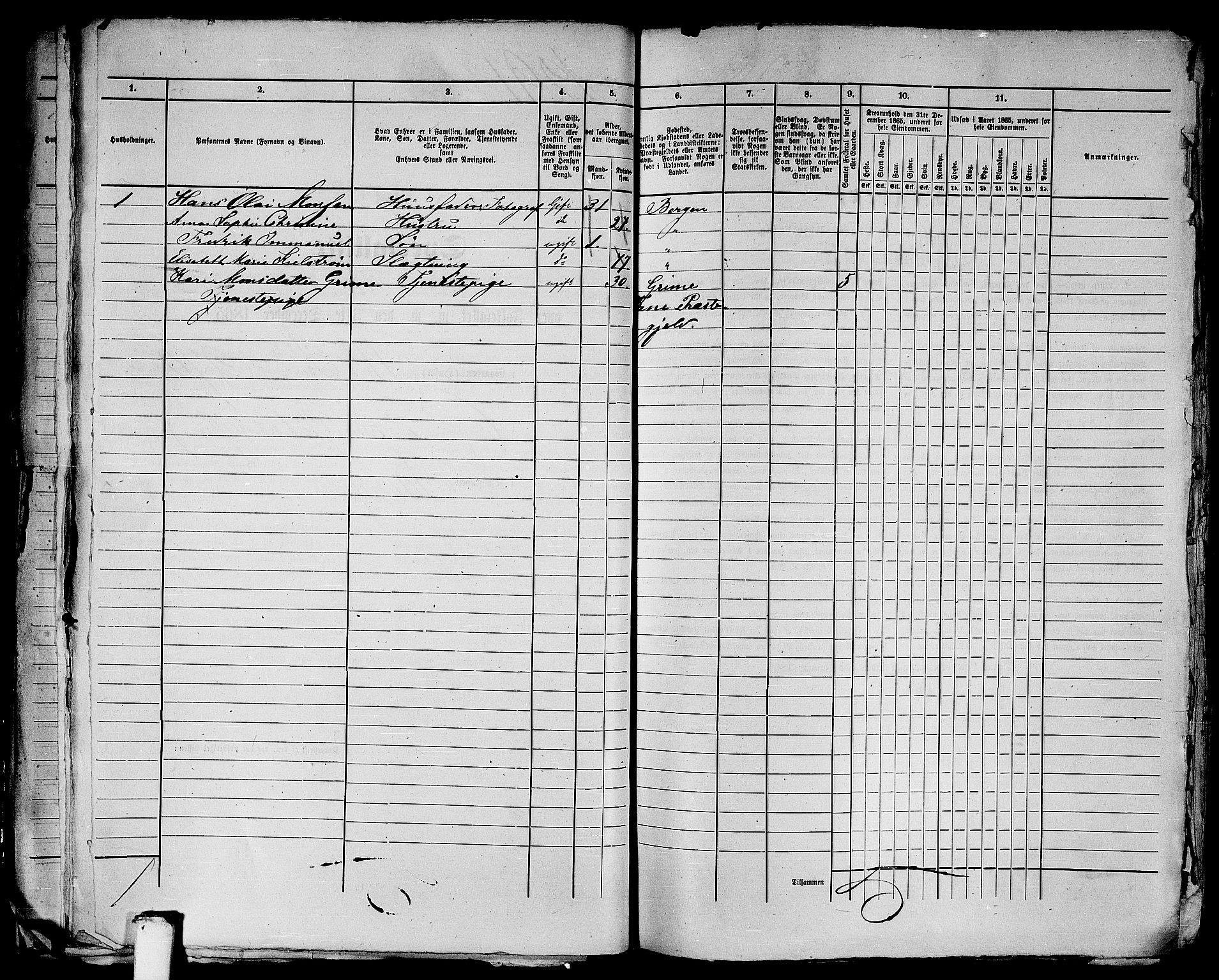 RA, 1865 census for Bergen, 1865, p. 2649