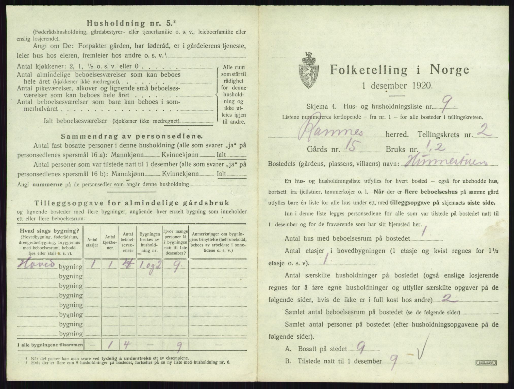 SAKO, 1920 census for Ramnes, 1920, p. 188