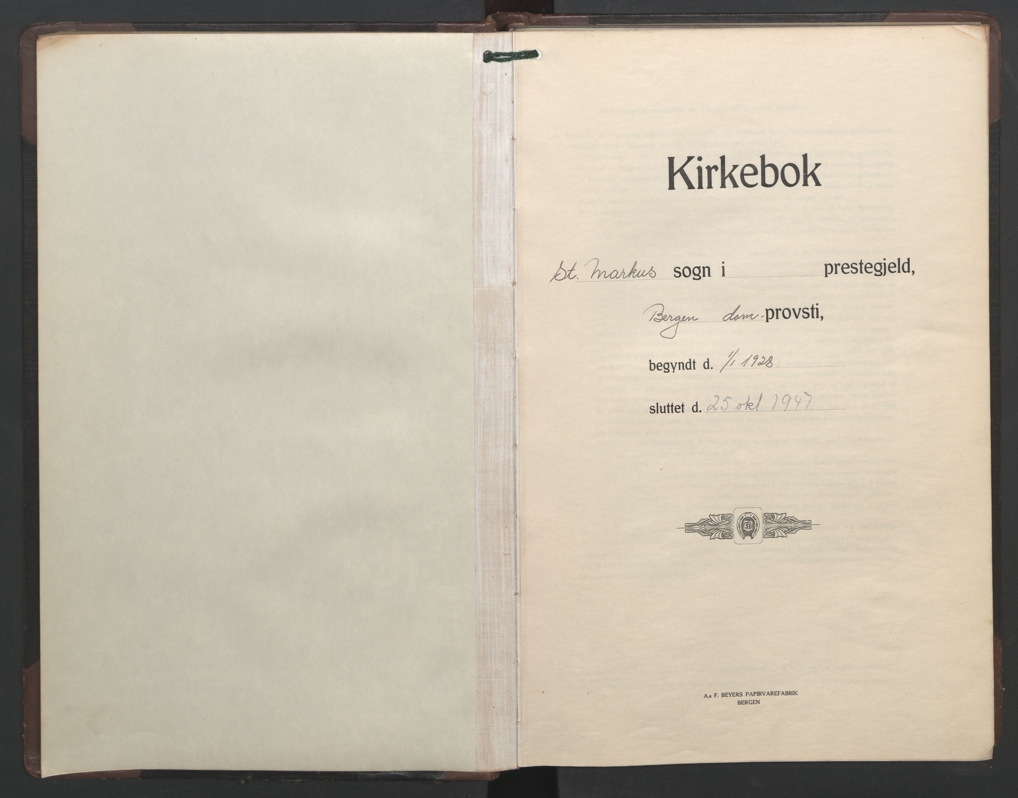 St. Markus sokneprestembete, AV/SAB-A-99935: Parish register (copy) no. C 1, 1928-1947