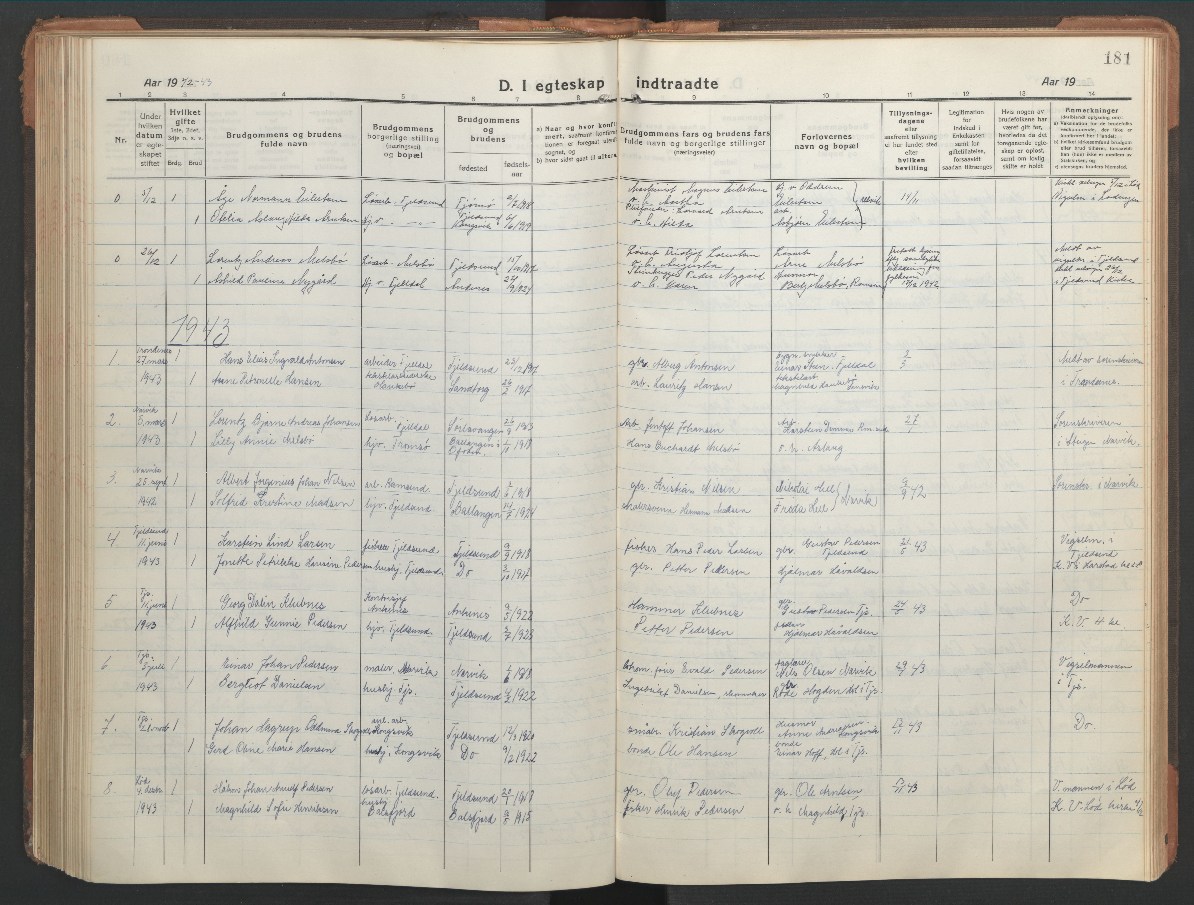 Ministerialprotokoller, klokkerbøker og fødselsregistre - Nordland, AV/SAT-A-1459/865/L0933: Parish register (copy) no. 865C05, 1917-1947, p. 181