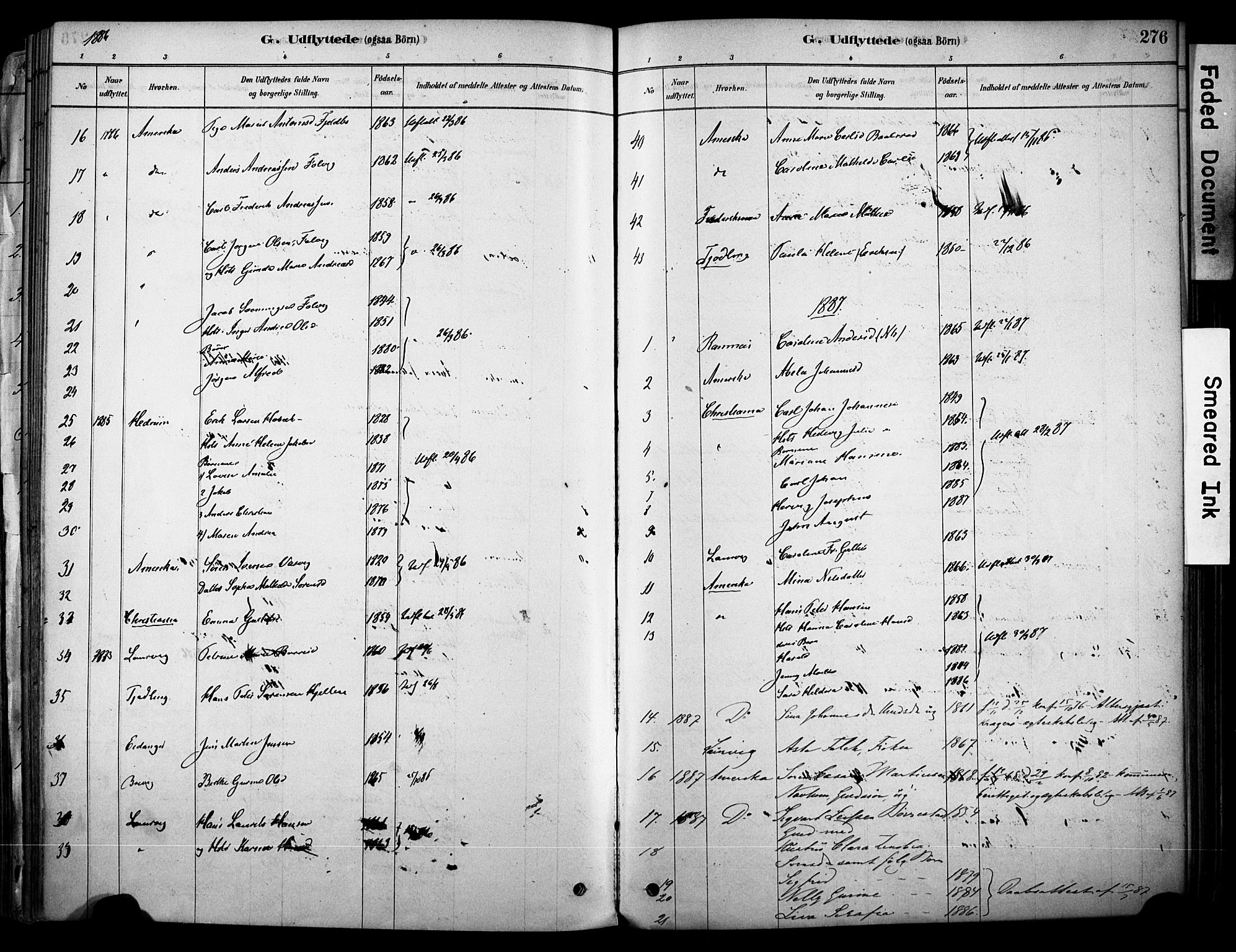 Brunlanes kirkebøker, AV/SAKO-A-342/F/Fc/L0001: Parish register (official) no. III 1, 1878-1899, p. 276