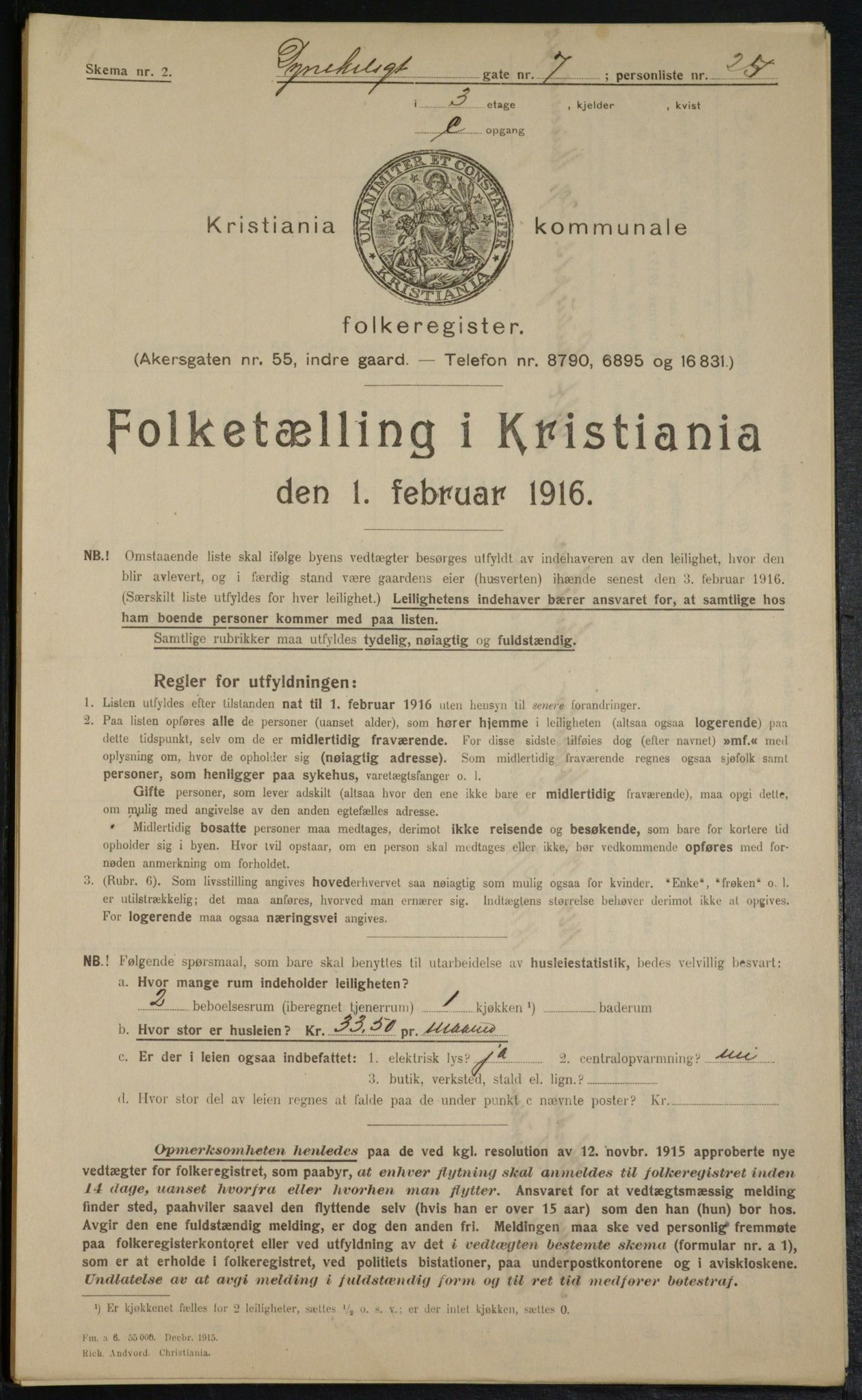 OBA, Municipal Census 1916 for Kristiania, 1916, p. 17628