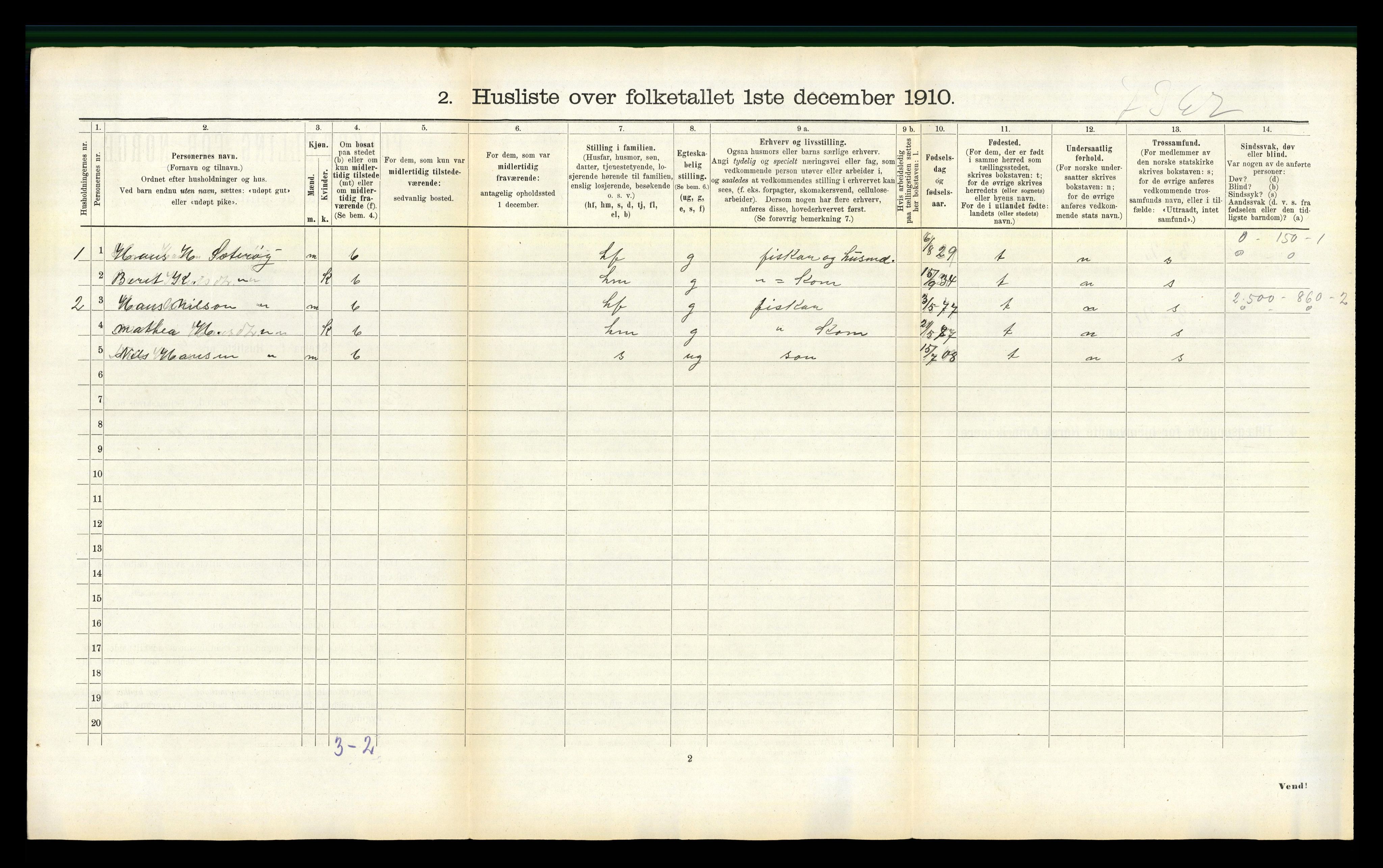 RA, 1910 census for Sandøy, 1910, p. 177