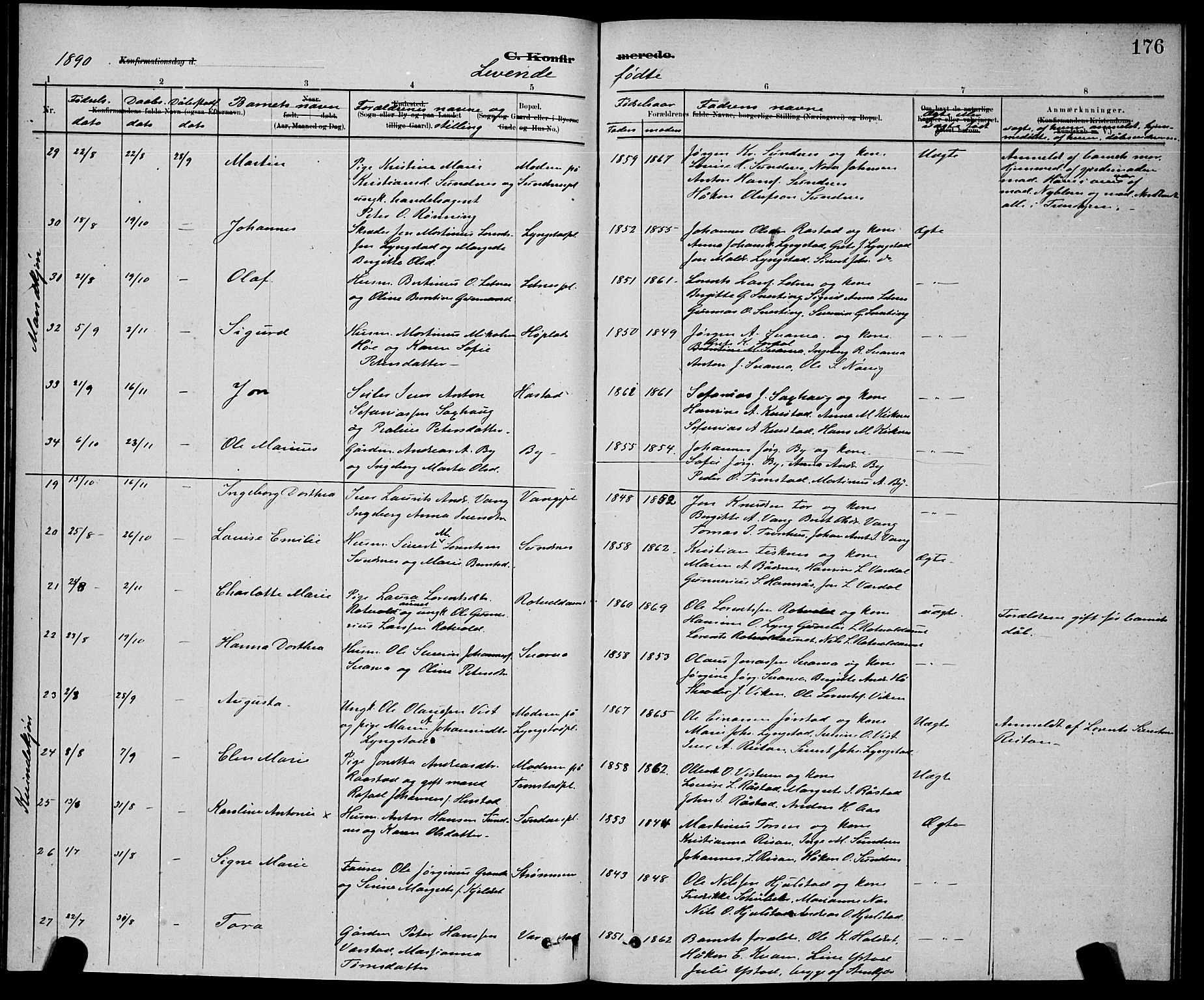 Ministerialprotokoller, klokkerbøker og fødselsregistre - Nord-Trøndelag, AV/SAT-A-1458/730/L0301: Parish register (copy) no. 730C04, 1880-1897, p. 176