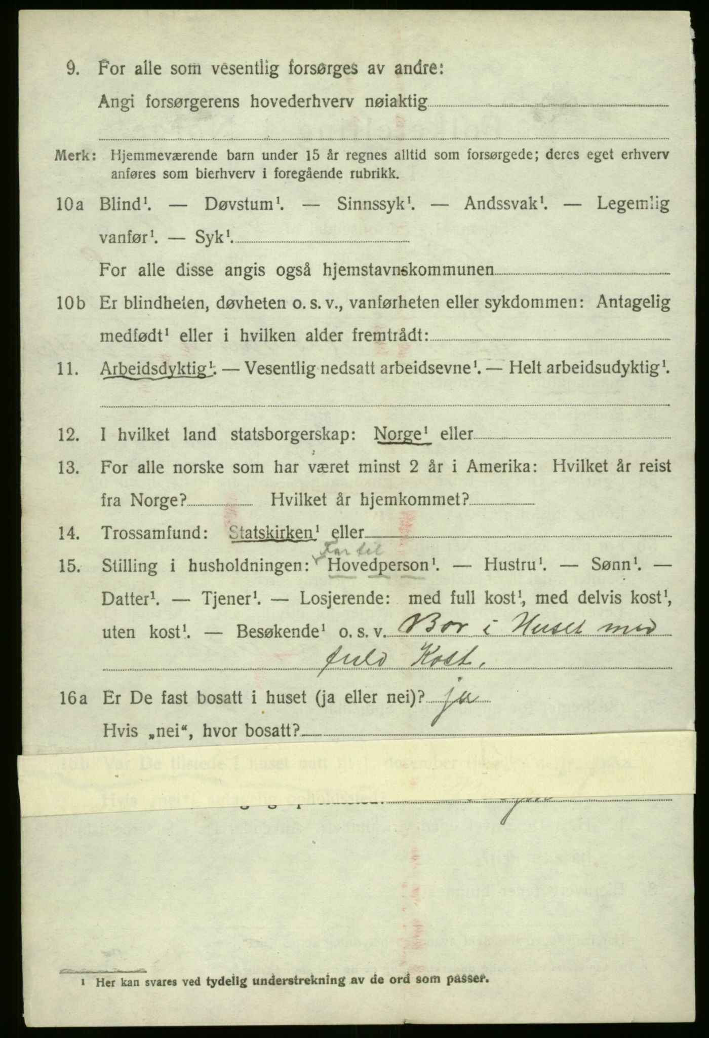 SAB, 1920 census for Selje, 1920, p. 4562