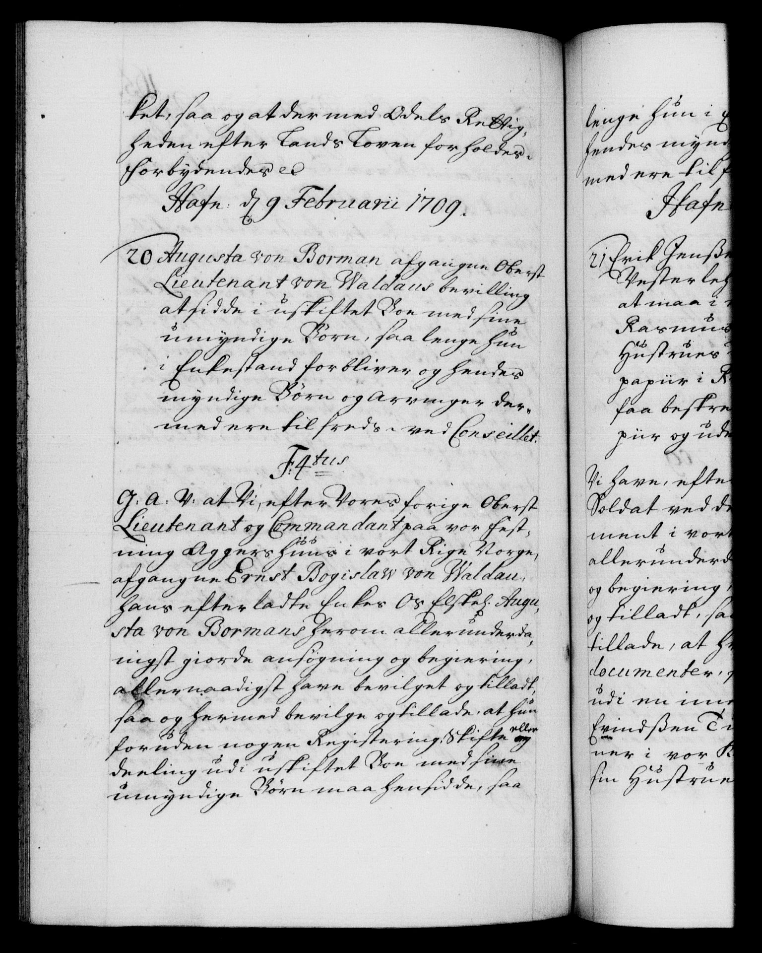 Danske Kanselli 1572-1799, RA/EA-3023/F/Fc/Fca/Fcaa/L0020: Norske registre, 1708-1711, p. 165b