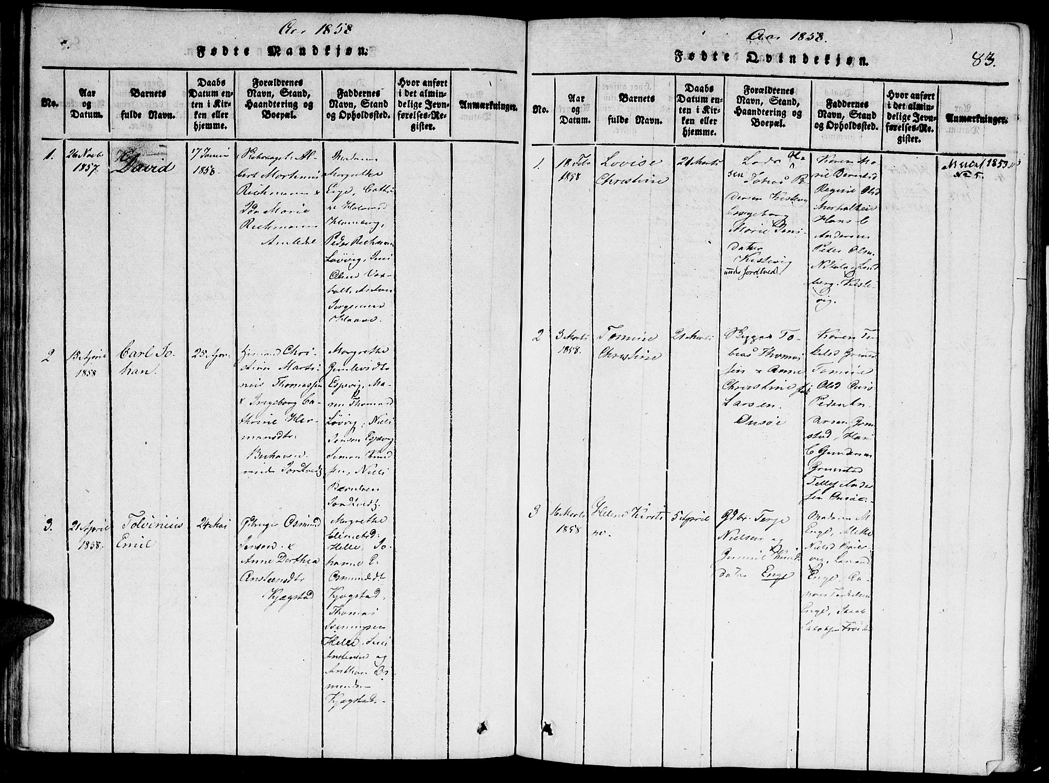 Hommedal sokneprestkontor, AV/SAK-1111-0023/F/Fa/Faa/L0001: Parish register (official) no. A 1, 1816-1860, p. 83