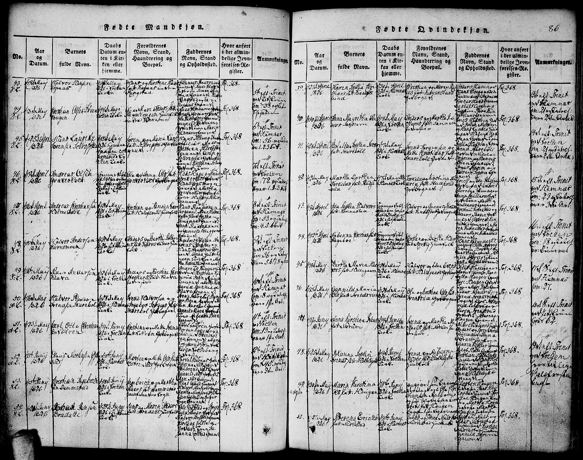 Høland prestekontor Kirkebøker, SAO/A-10346a/F/Fa/L0007: Parish register (official) no. I 7, 1814-1827, p. 86