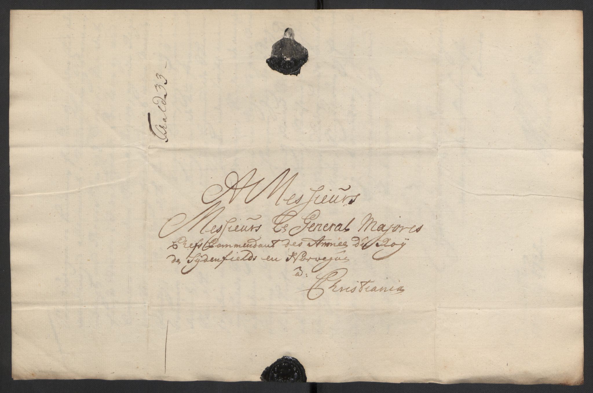 Kommanderende general (KG I) med Det norske krigsdirektorium, AV/RA-EA-5419/D/L0153: Fredriksten festning: Brev, inventarfortegnelser og regnskapsekstrakter, 1724-1729, p. 263