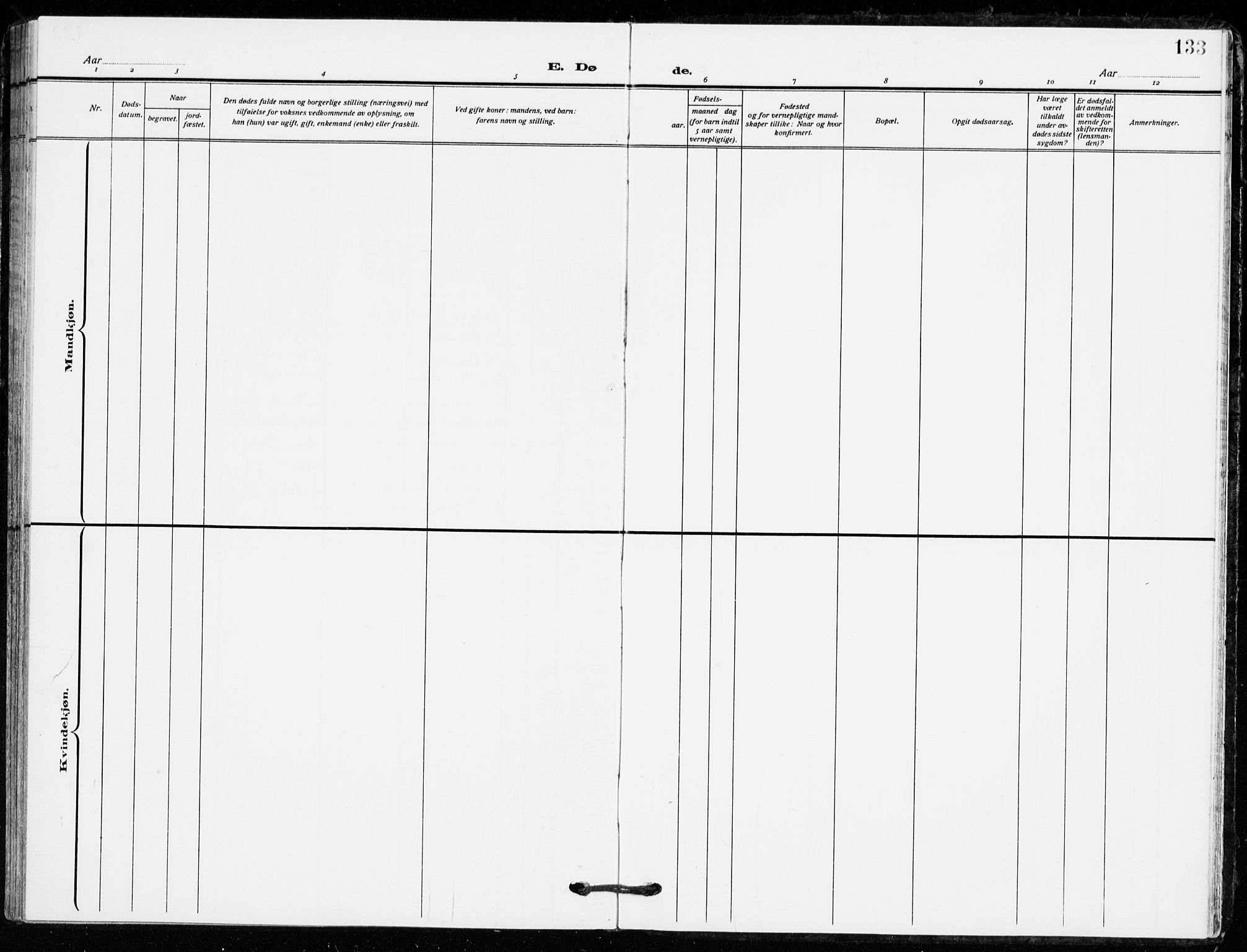 Bø kirkebøker, AV/SAKO-A-257/F/Fa/L0013: Parish register (official) no. 13, 1909-1921, p. 133