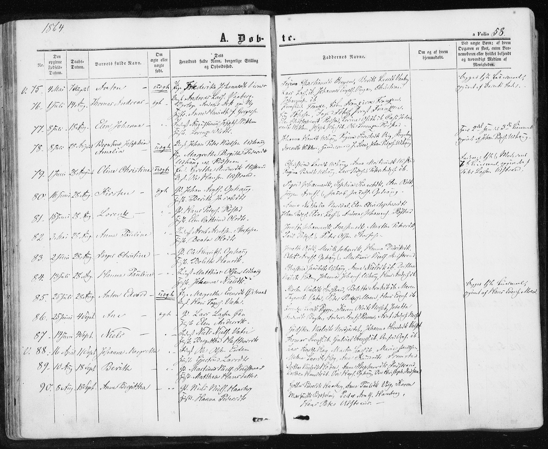 Ministerialprotokoller, klokkerbøker og fødselsregistre - Sør-Trøndelag, SAT/A-1456/659/L0737: Parish register (official) no. 659A07, 1857-1875, p. 58