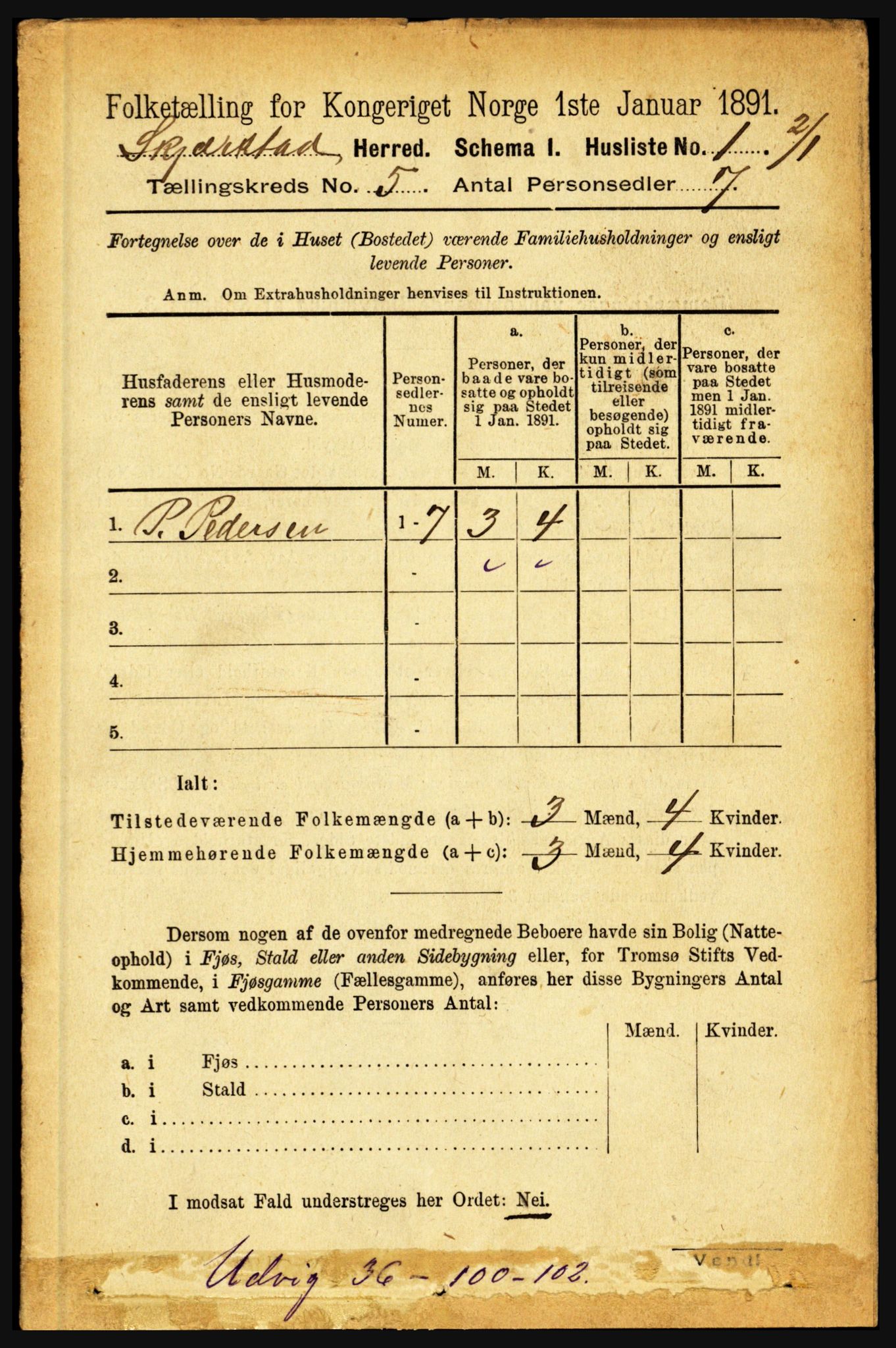 RA, 1891 census for 1842 Skjerstad, 1891, p. 1399