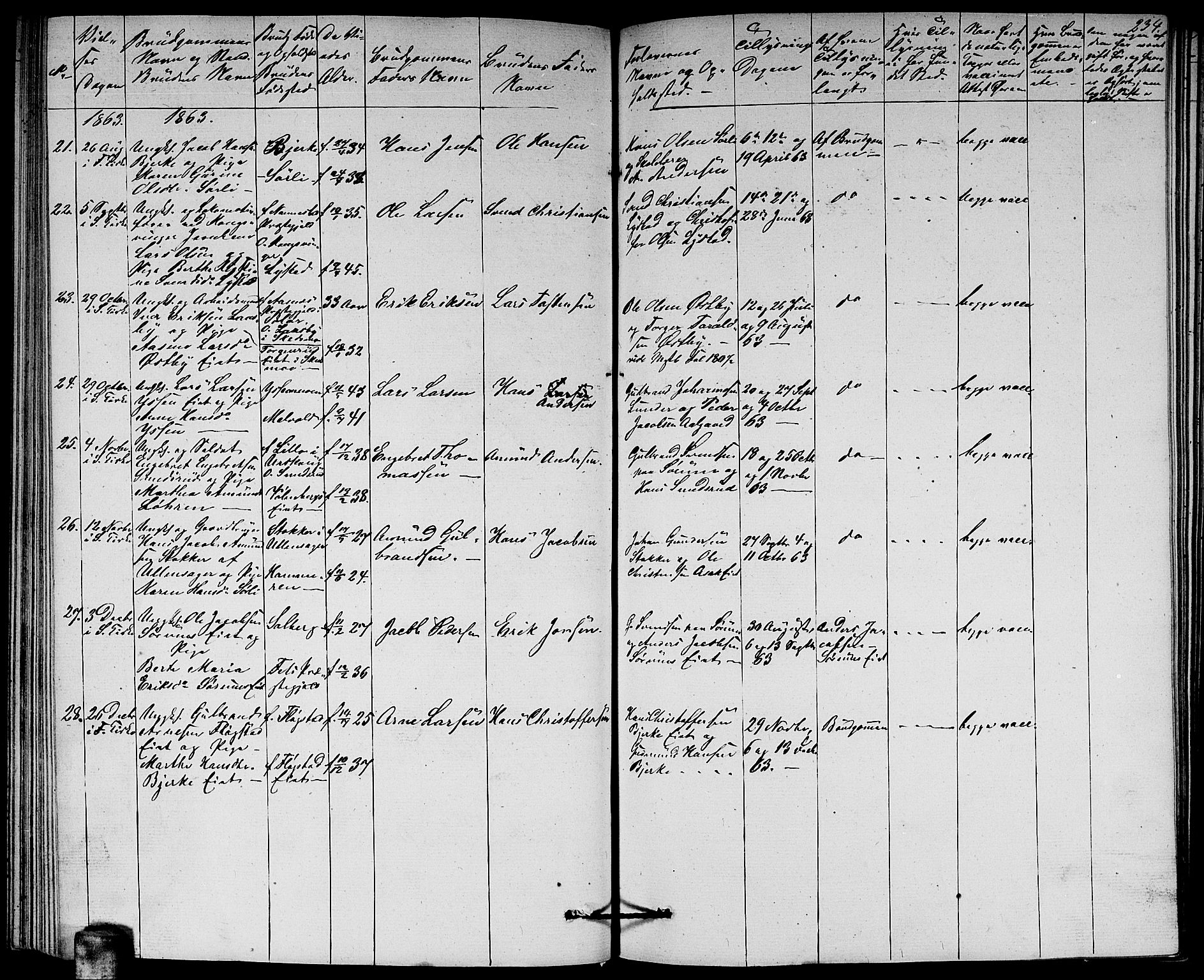 Sørum prestekontor Kirkebøker, AV/SAO-A-10303/G/Ga/L0003: Parish register (copy) no. I 3, 1846-1863, p. 234