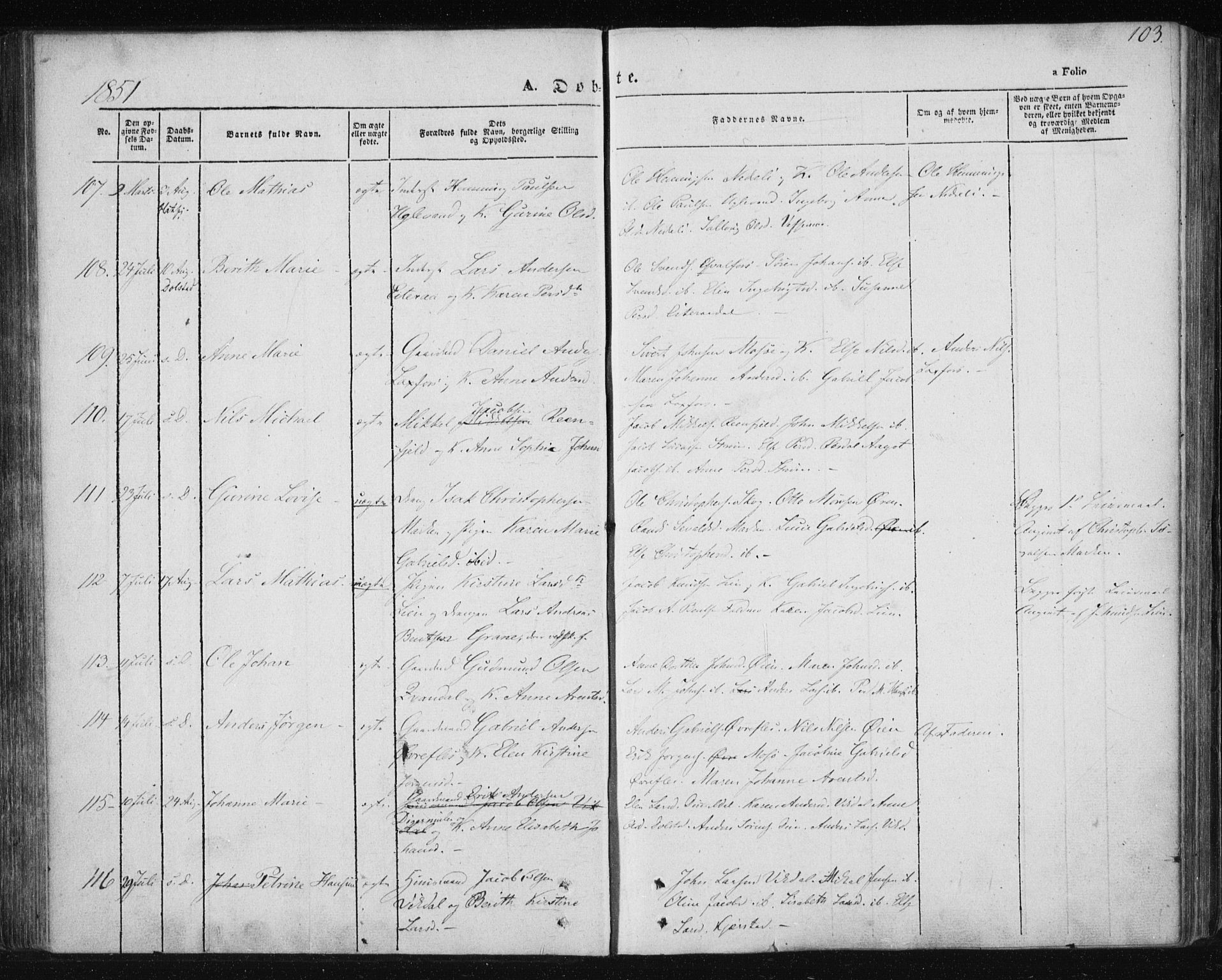 Ministerialprotokoller, klokkerbøker og fødselsregistre - Nordland, AV/SAT-A-1459/820/L0291: Parish register (official) no. 820A12, 1846-1854, p. 103