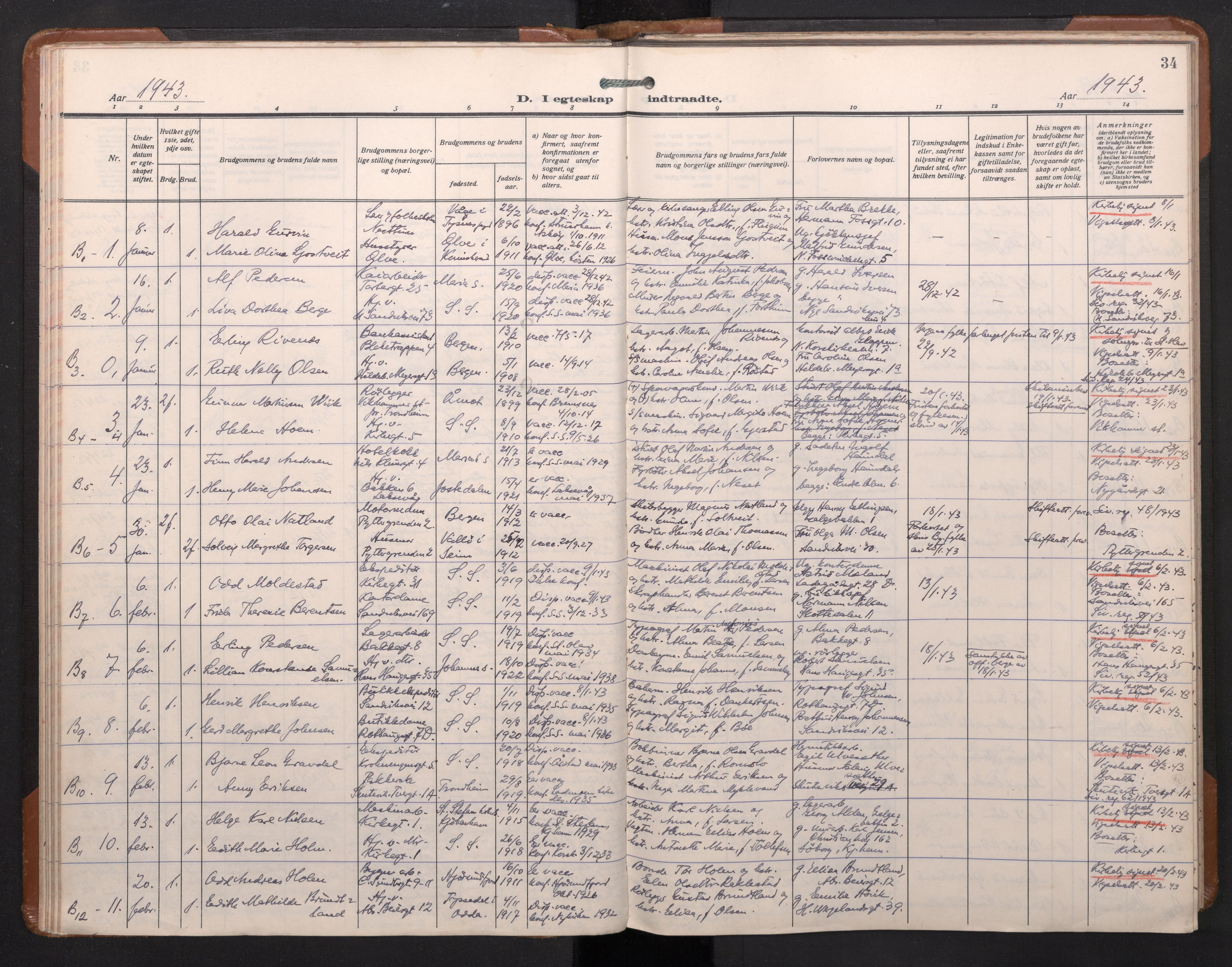 Sandviken Sokneprestembete, AV/SAB-A-77601/H/Ha/L0017: Parish register (official) no. D 4, 1940-1954, p. 34