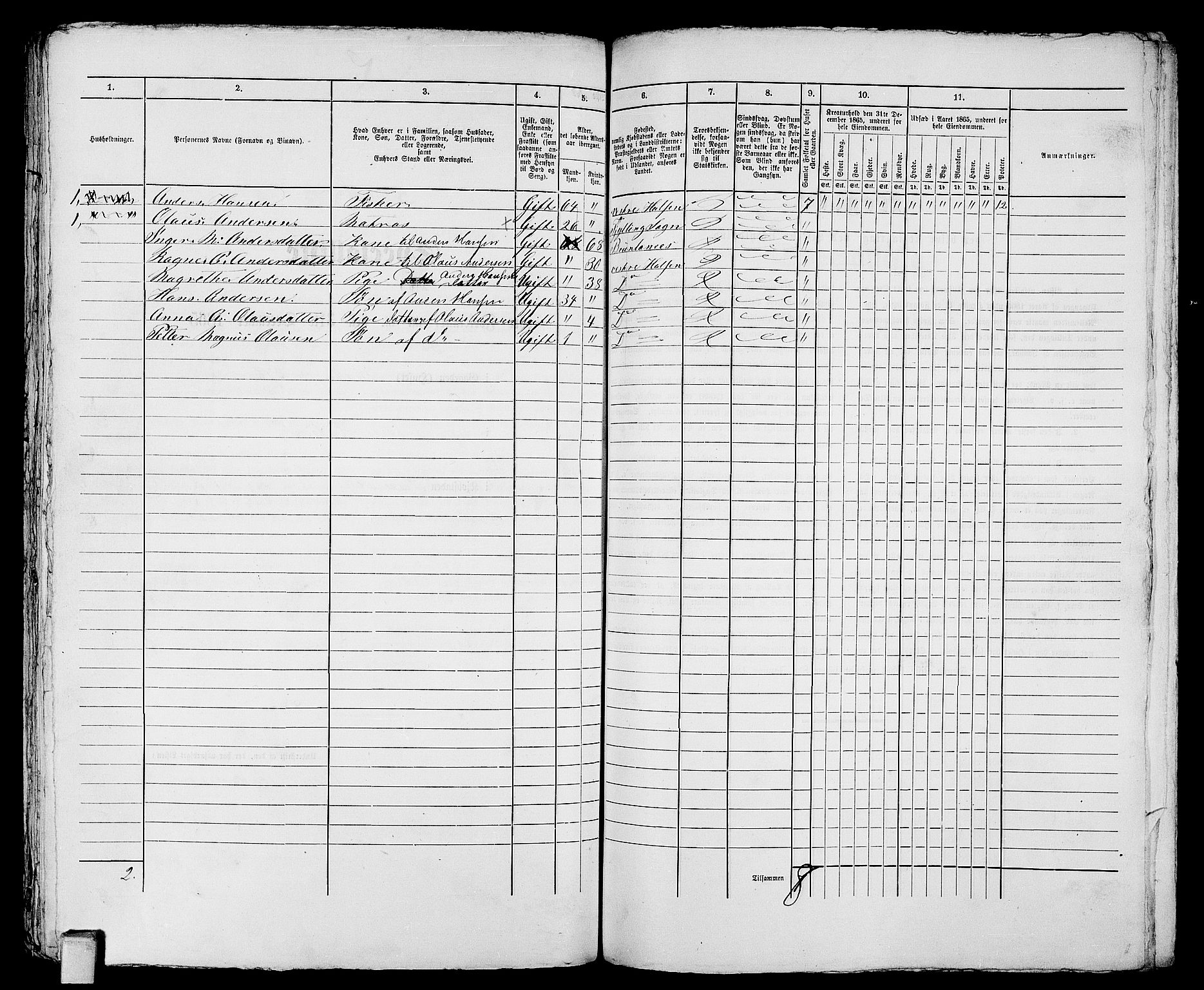 RA, 1865 census for Larvik, 1865, p. 1012