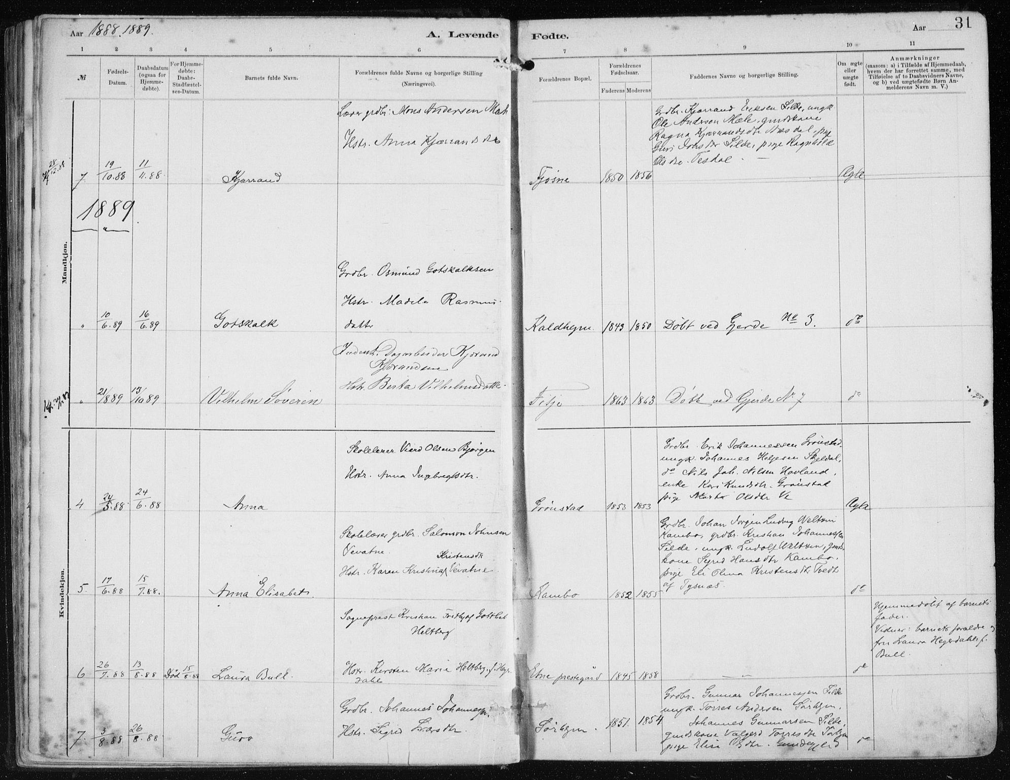 Etne sokneprestembete, SAB/A-75001/H/Haa: Parish register (official) no. B  1, 1879-1919, p. 31