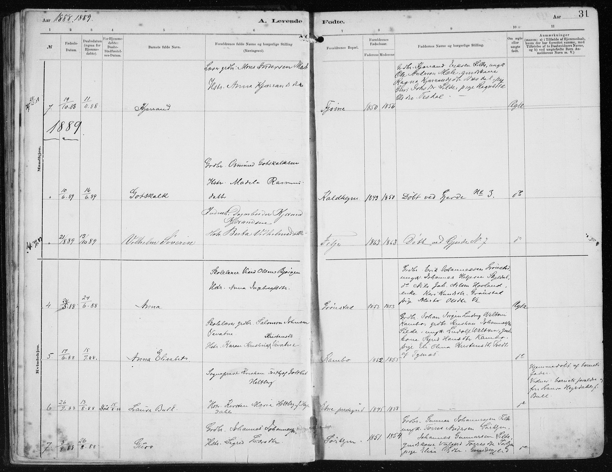 Etne sokneprestembete, AV/SAB-A-75001/H/Haa: Parish register (official) no. B  1, 1879-1919, p. 31