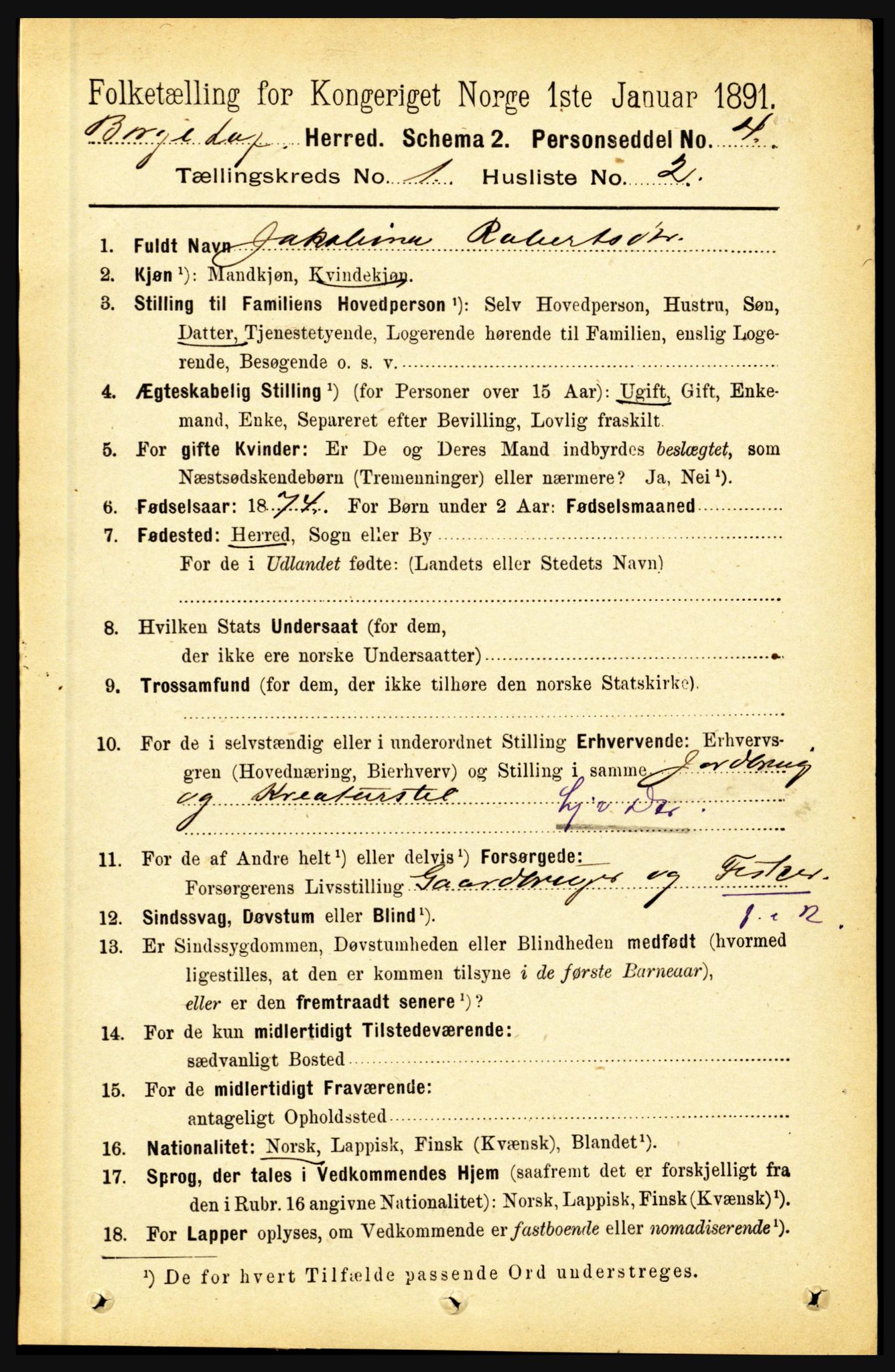 RA, 1891 census for 1862 Borge, 1891, p. 140