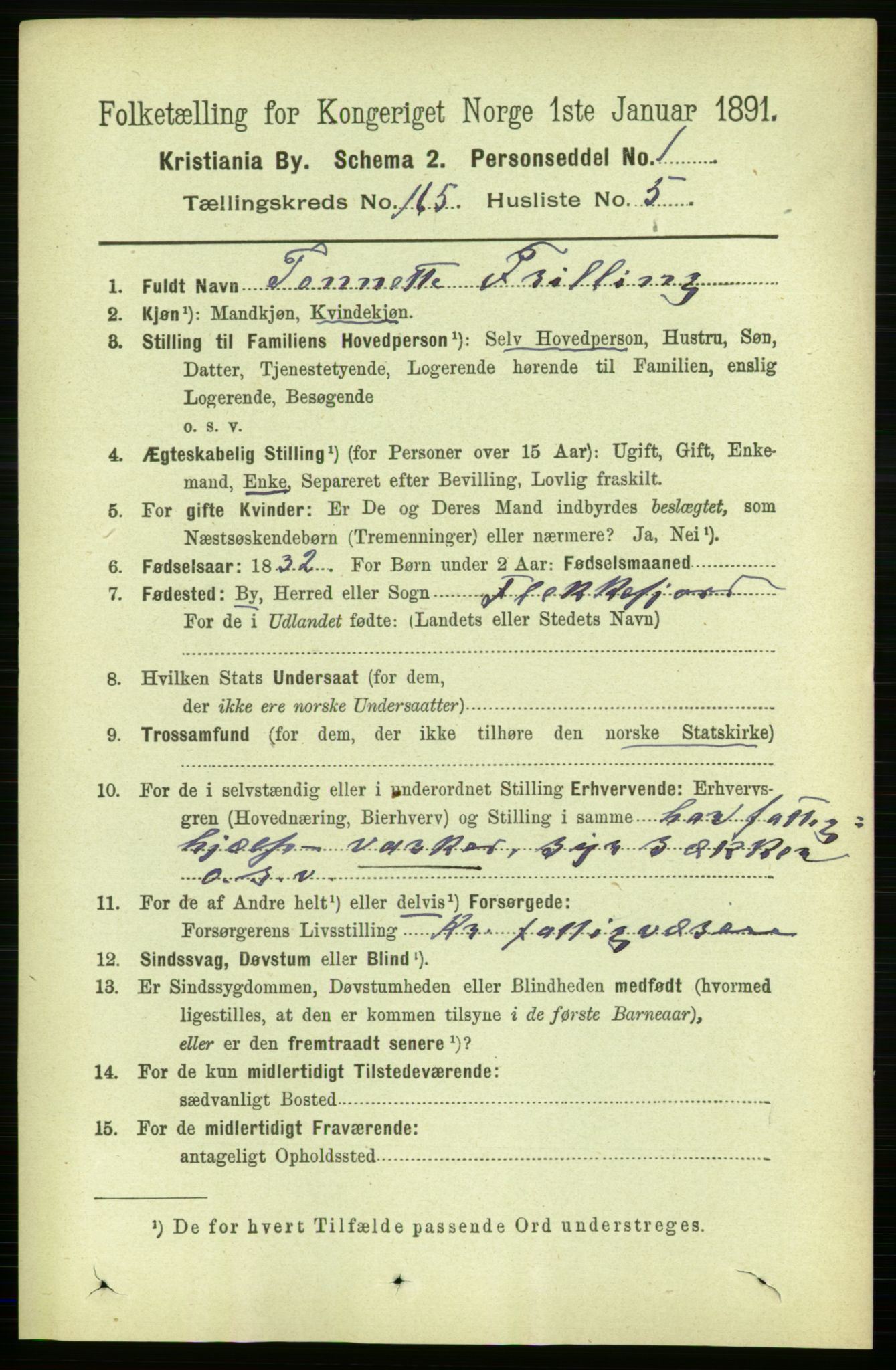 RA, 1891 census for 0301 Kristiania, 1891, p. 95455
