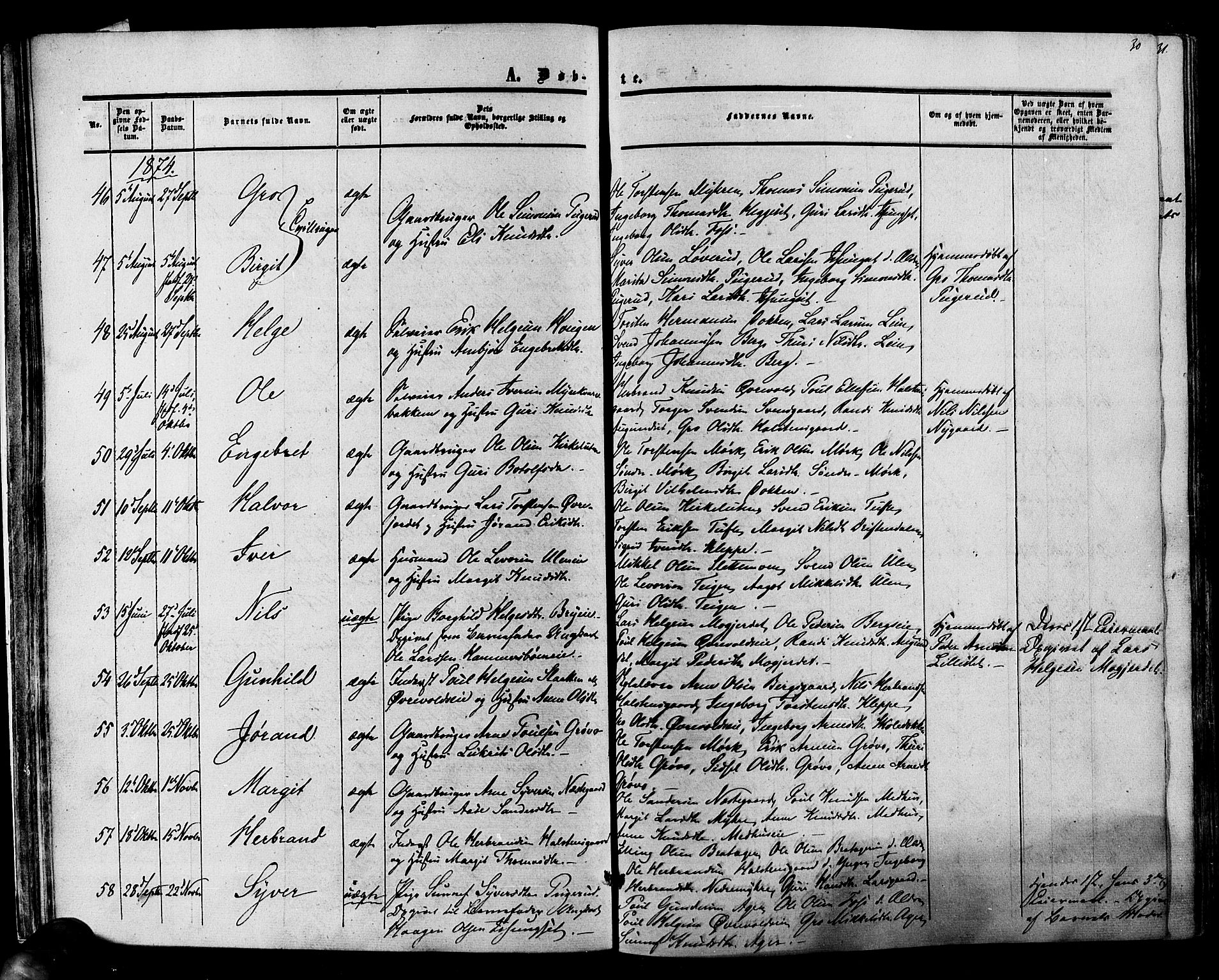Hol kirkebøker, SAKO/A-227/F/Fa/L0002: Parish register (official) no. I 2, 1870-1886, p. 30