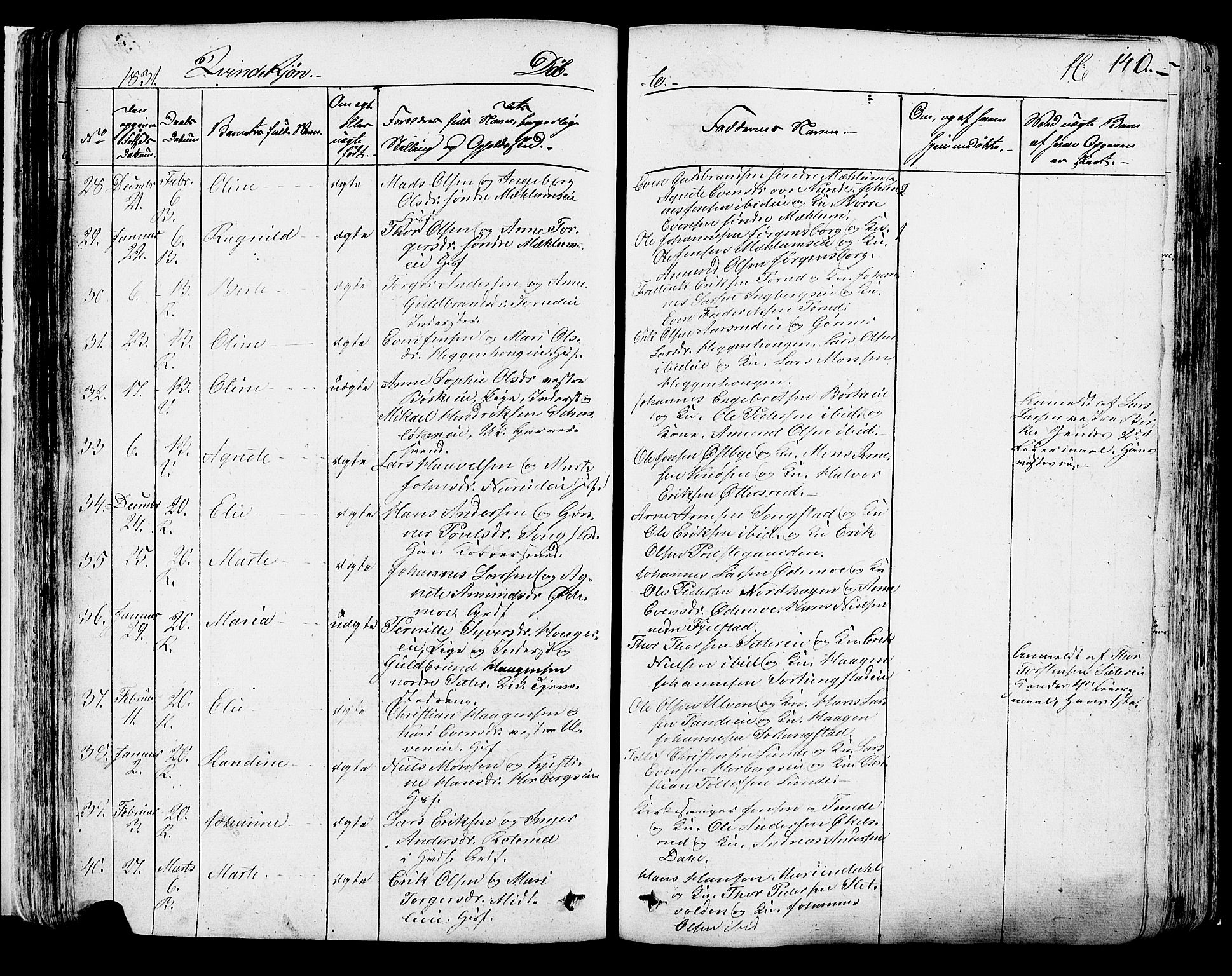 Ringsaker prestekontor, AV/SAH-PREST-014/K/Ka/L0007: Parish register (official) no. 7A, 1826-1837, p. 140